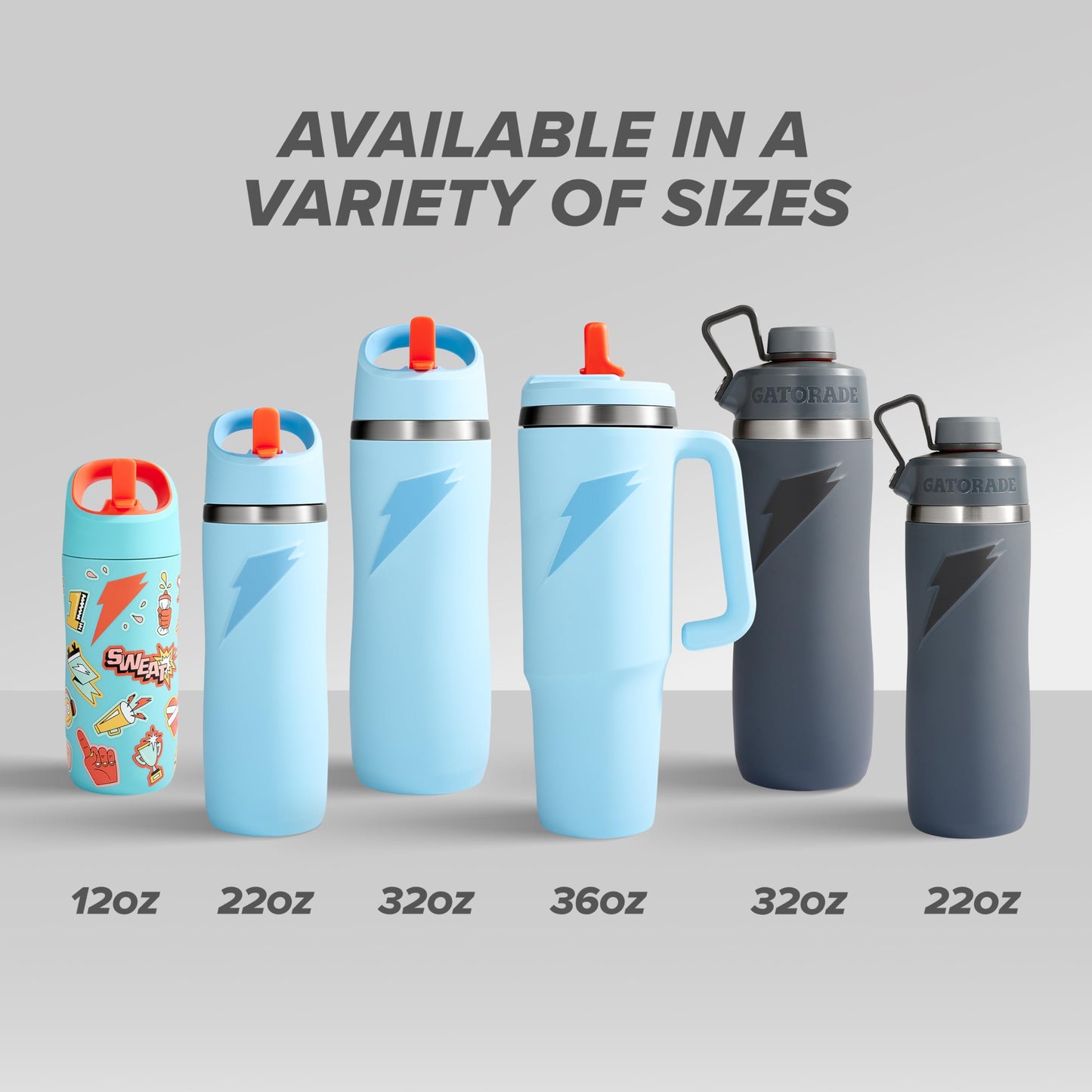 Gatorade Crossover Stainless Steel Tumbler Water Bottle, Graphite, Double-Wall Insulation, 36 fl oz