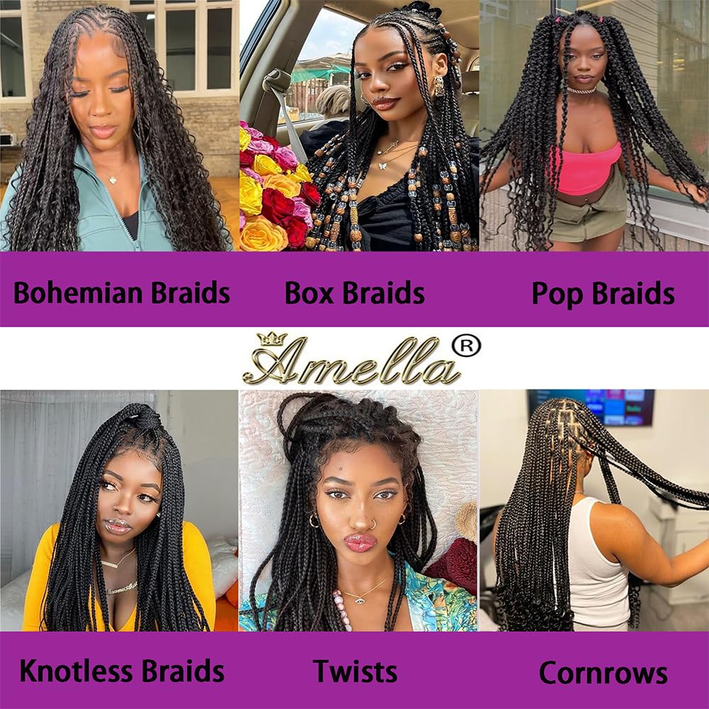 Amella Deep Wave Bulk Human Hair for Braiding 20 Inch Curly Boho Human Hair for Braiding Hair (1pack-2bundles) 100% Brazilian Boho Braids Human Hair Braiding Hair for Boho Braids