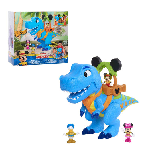 Disney Junior Mickey Mouse Roarin' Safari Dino, 4-Piece Figures and Playset, Dinosaur