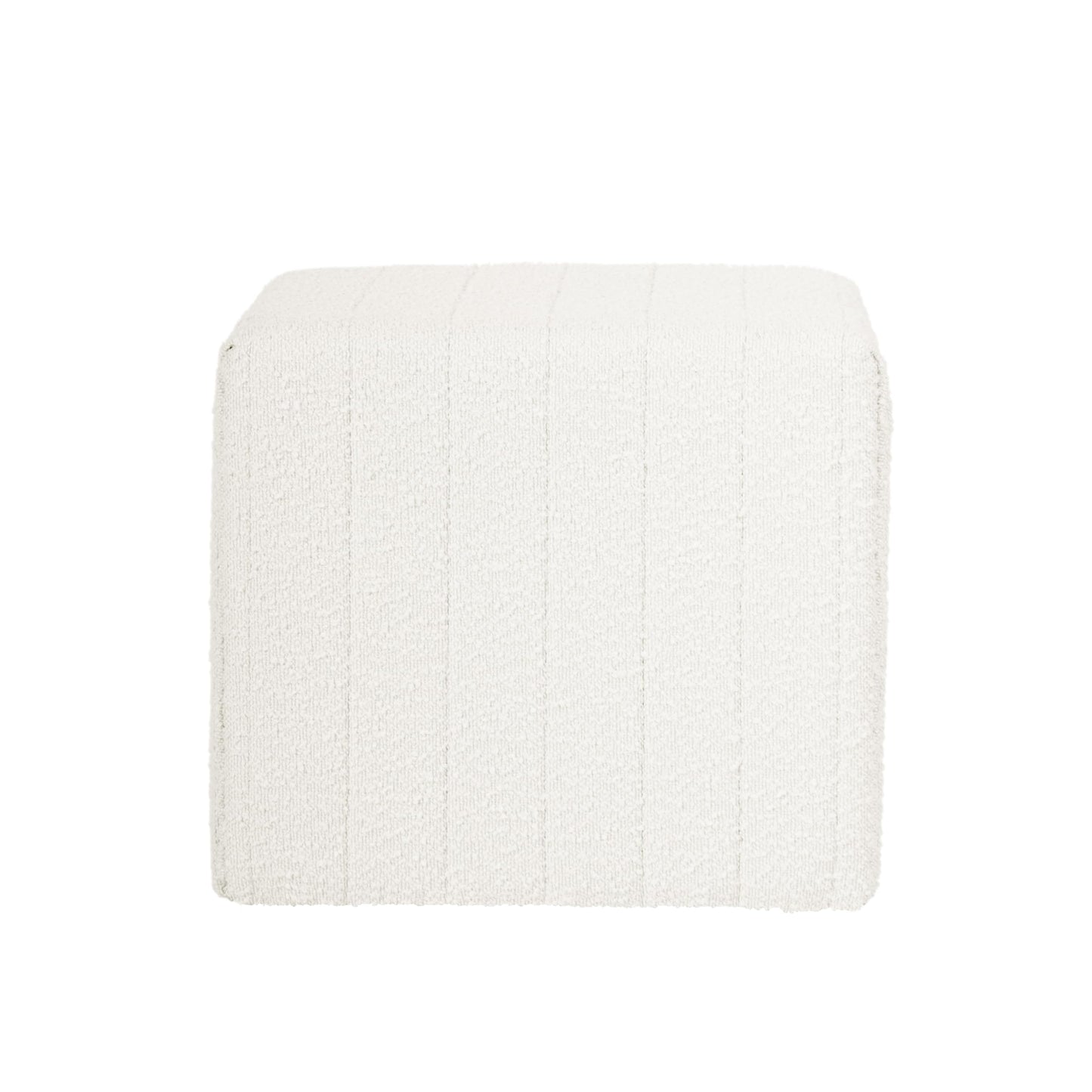 HomePop Modern Channel Tufted Ottoman|Homepop Home Décor|Ottoman for Living Room & Bedroom - Cream Boucle