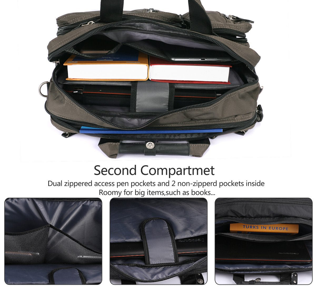 FREEBIZ 18.4 Inches Laptop Bag Multi-function Briefcase Backpack with Handle and Shoulder Strap Fits Up To 19 Inch Laptops Notebook Computer (Army Green)