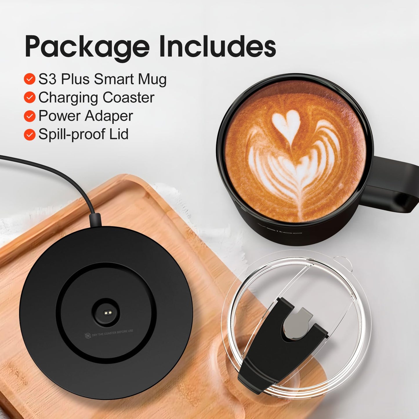 Vsitoo S3 Plus 14 oz Heated Coffee Mug – Smart Mug with App & Button Control, Electric Coffee Mug with 2–4H Battery, Ideal for Hot Drinks at Home, Office, or Gift Use, Black