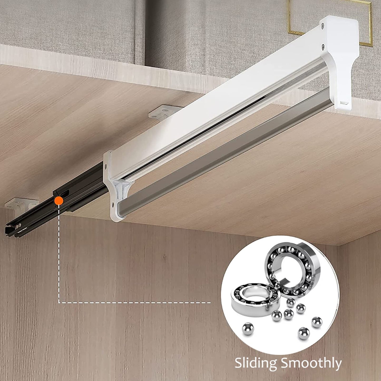 MAFAGE Pull Out Closet Valet Rod, Adjustable Sliding Heavy Duty Steel Top Mounted Clothes Storage Hanger Rail for Closet Wardrobe (347mm/13.7inch)