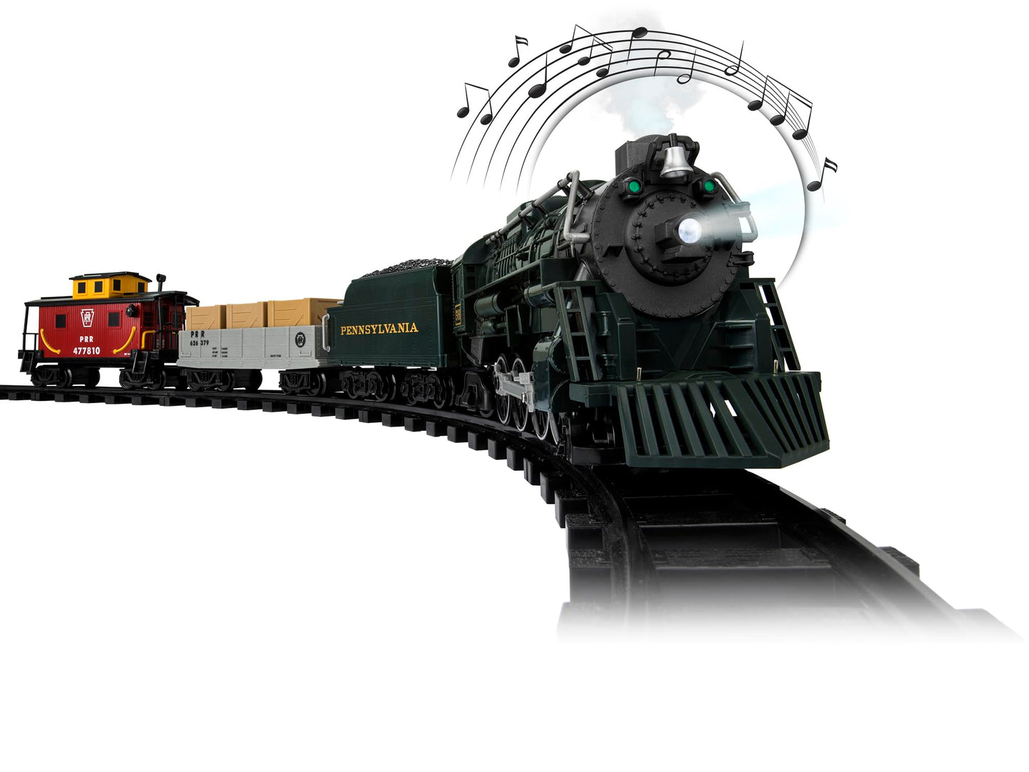 Lionel Battery-Operated Pennsylvania Flyer Freight Toy Train Set with Bluetooth, Locomotive, Train Cars, & Track with Authentic Train Sounds, Lights, & Water Vapor Smoke Effects for Kids 4+
