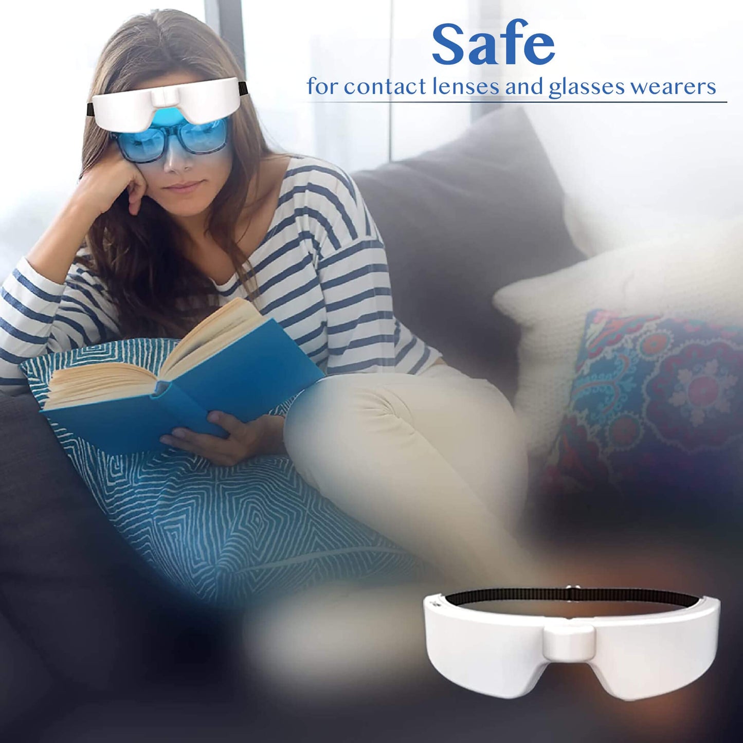 Lukirch Light Therapy Glasses, Portable & Wearable UV-Free Blue Light Therapy Lamp, Natural Relief for Good Sleep, Happy Mood, Boost Energy and Jet Lag (Glasses-I)