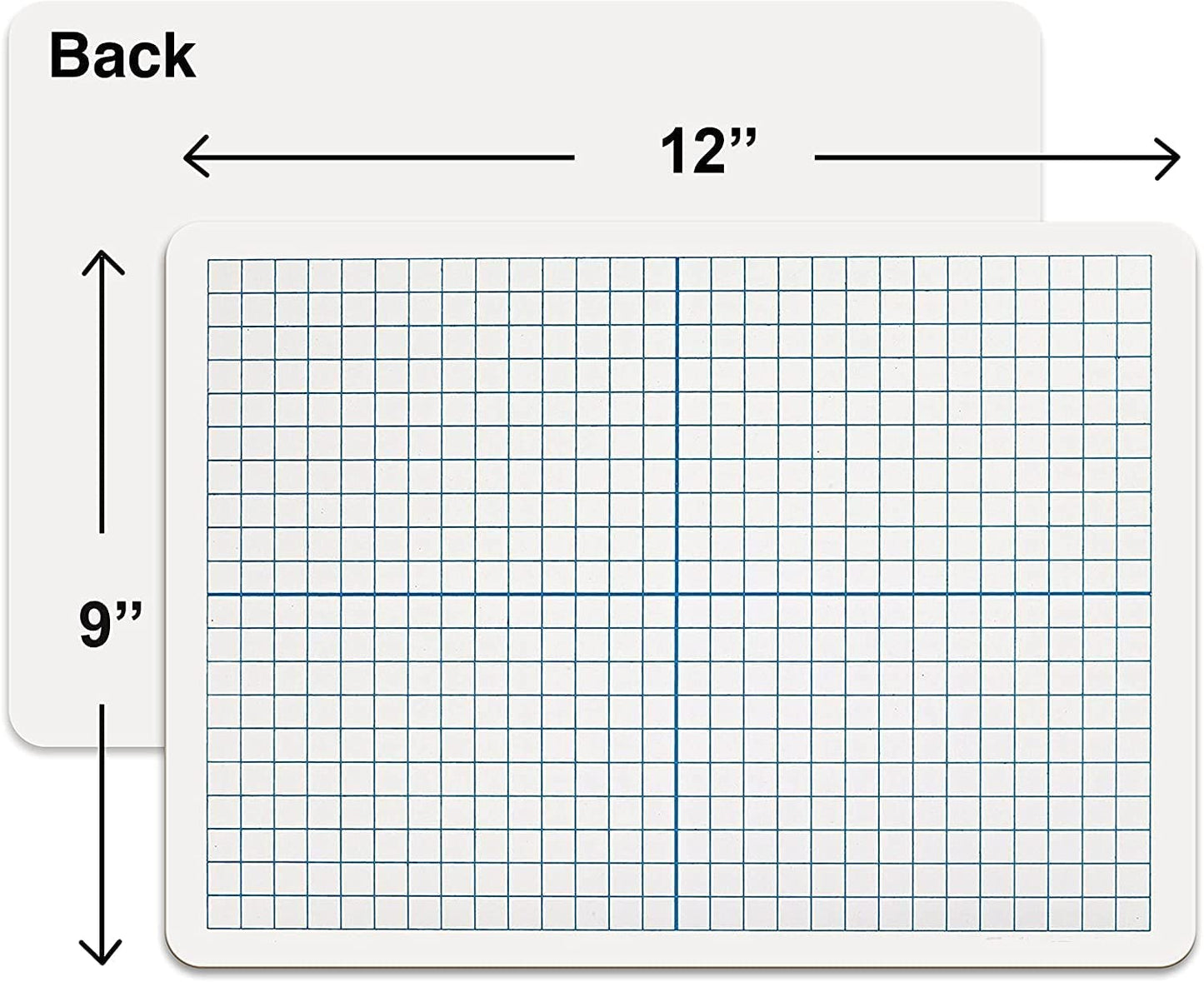 Scribbledo 24 Pack Dry Erase XY Axis Graph Lap Board 9" X 12" for Student and Classroom Use, Math White Board - Double Sided With 24 Erasers Included