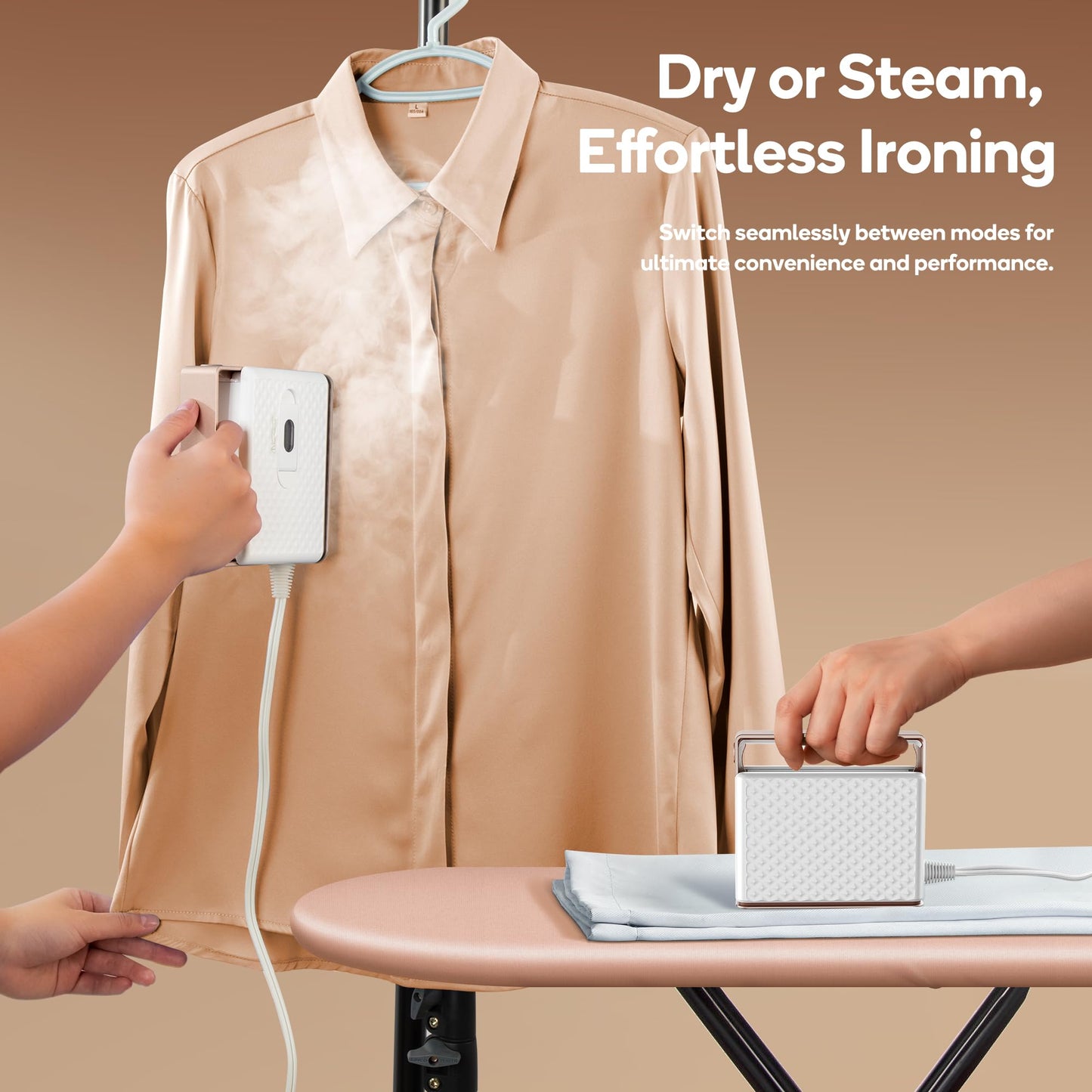 Newbealer 100-240V Travel Steam Iron, 2in1 Handheld Steamer, 120ml (Gold)