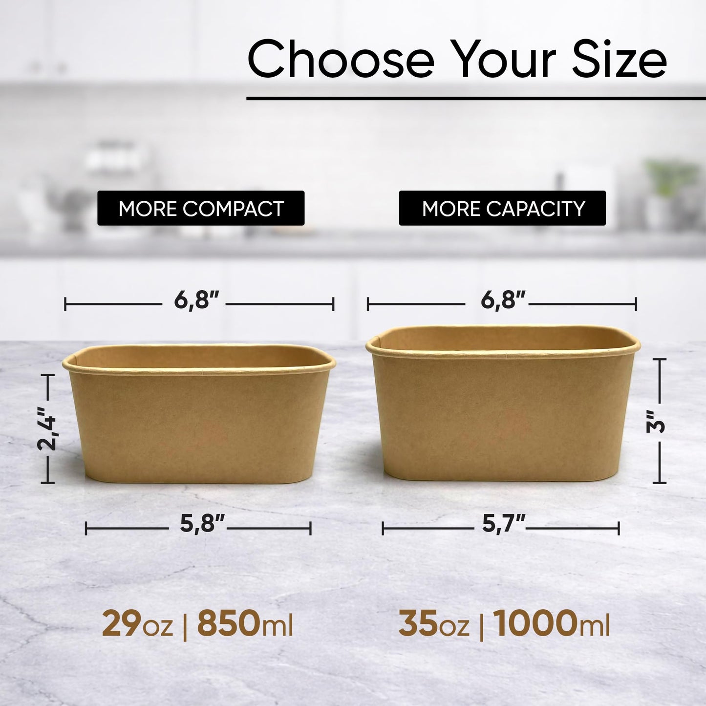 Leafiew 50 Pack 29Oz Disposable Meal Prep Containers With Lids - Microwave and Freezer Safe Kraft Paper Bowls with Lids and Forks - Disposable Food Containers - To Go Bowls for Food Prep and Salad