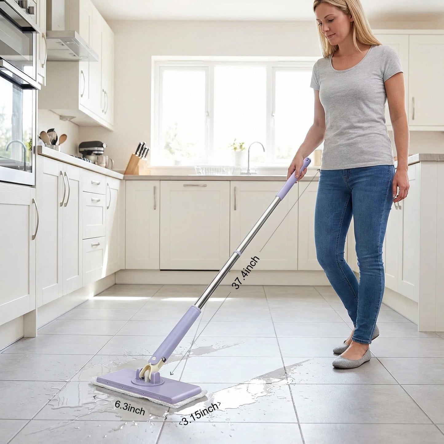 Zero Touch Mini Mops,Lazy mop Automatic gripping with Hands Free Push Pull Handle,Retractable Disposable Dust Mops for Multi Cleaning(37.4in + 10*Cloth)