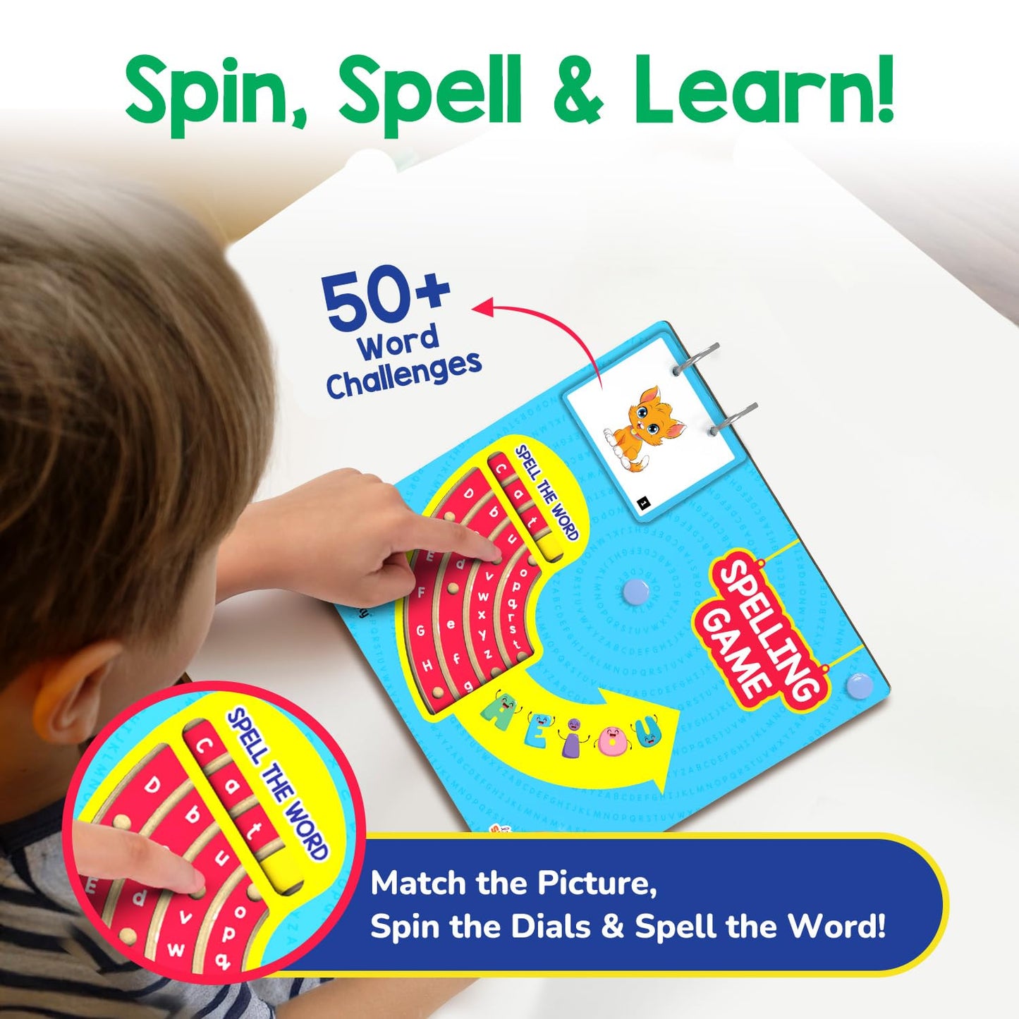 Smartivity Spelling Game I Early Vocabulary Building Learning Toy for Kids 4-8 Years I 50+ Picture Cards with Rotating Letter Wheels I Educational Birthday Gift for Boys & Girls 4,5,6,7,8, Years Old