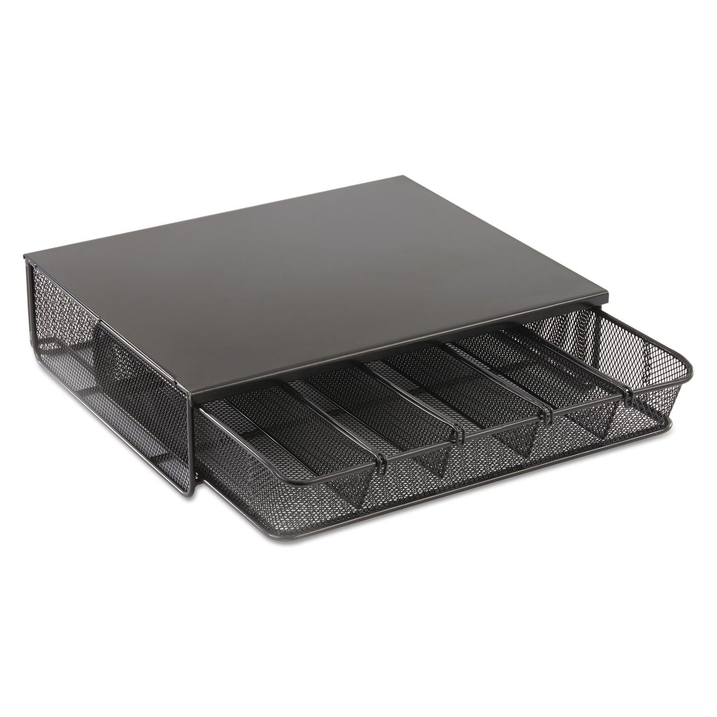 Safco Coffee and Sugar Organizer 3274BL Hospitality Tray, Home, Office, & Hotel, 1 Drawer, Black, 12"W x 11"D x 3 ¼"H