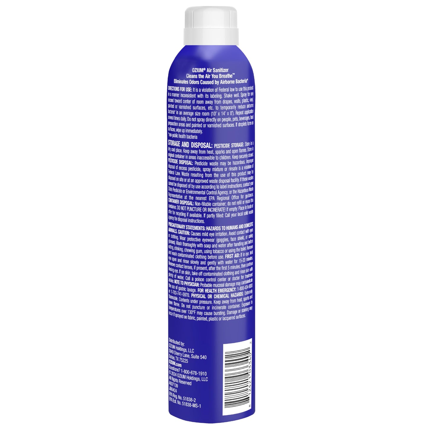 Ozium Air Sanitizer Spray - Room Odor Eliminator for Home, Car, and Office - Country Fresh Air Cleaner - 8 oz Can - 6 Pack