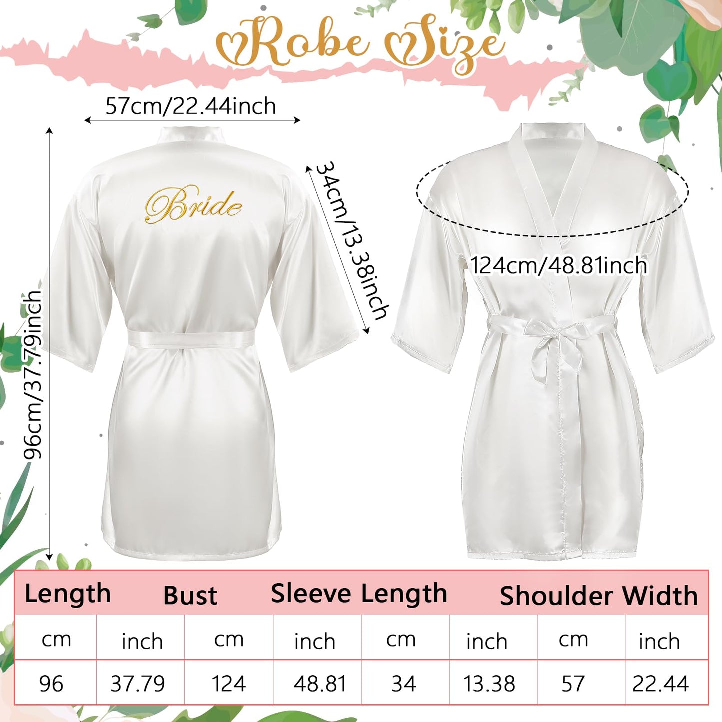 Toulite 48 Pcs Bridesmaid Robe Sets Silk Satin Bride Party Robes with Bachelorette Gift Handbags Knot Bracelets Hair Ties Rhinestone Mirrors and Socks for Bridesmaid Wedding Bachelorette Party