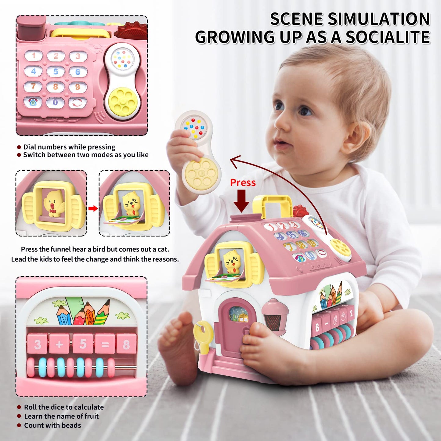 Montessori Toys for 1 Year Old Girl Gifts - 8-in-1 Musical Learning House Baby Toy 6-12 12-18 Months, Toddler Toys Age 1, 2 Year Old Girl Birthday Gifts