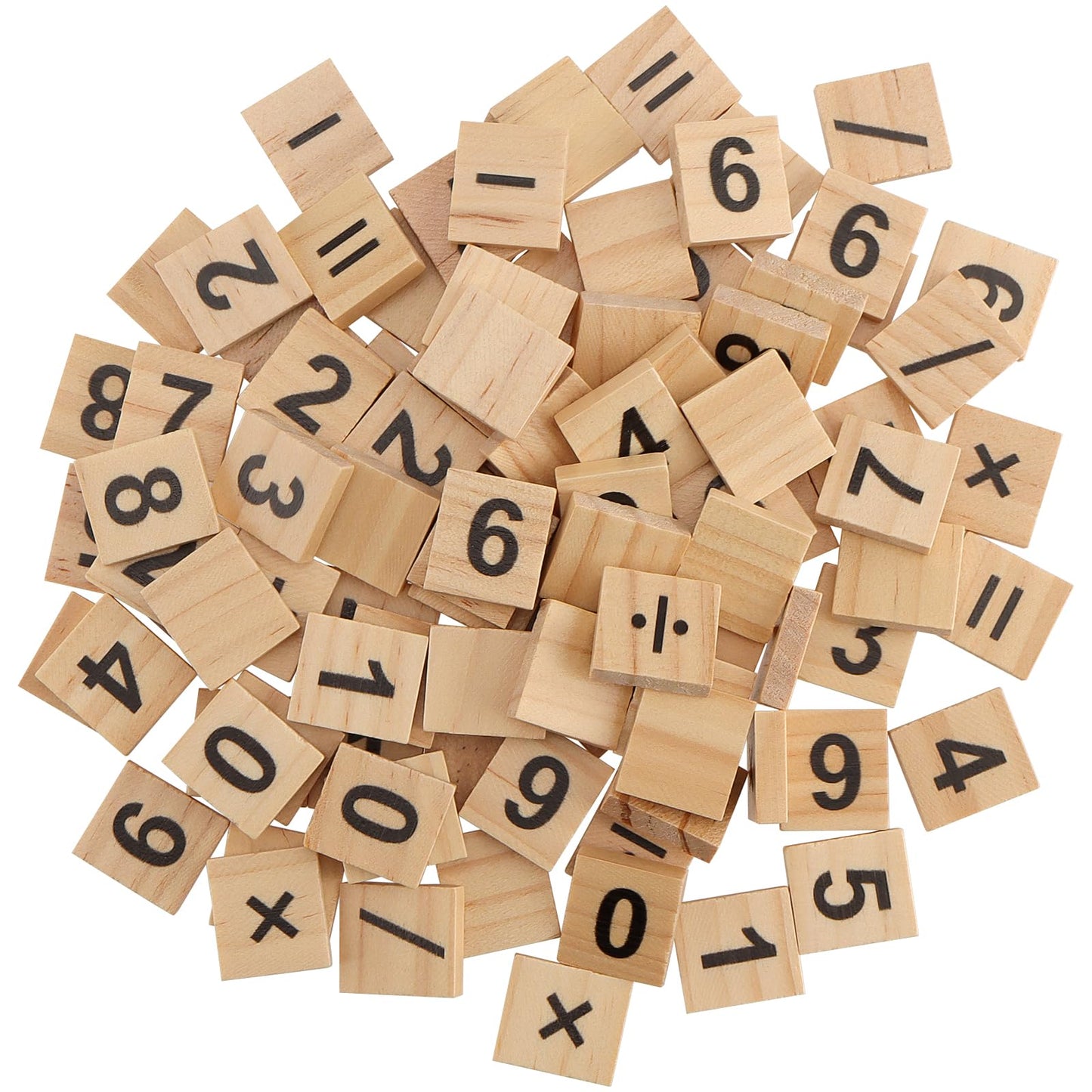 ZEONHAK 1200 PCS Small Wooden Number Tiles, Mini Wooden Number Symbol for DIY Craft, Home Decoration, Math Practise, 0.8 x 0.7 x 1/5 Inch