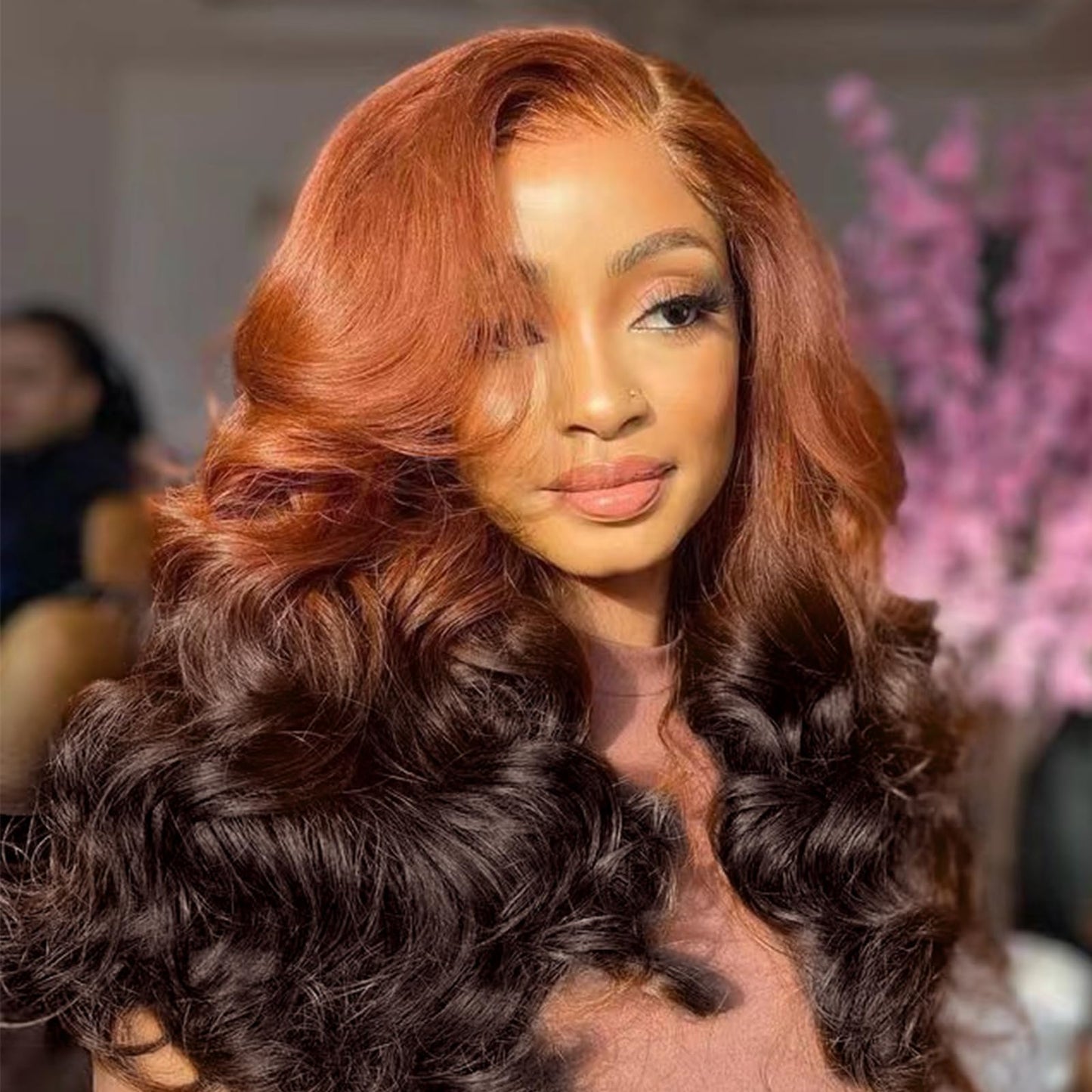 Ombre Lace Front Wigs Human Hair 250 Density Wig 13x4 Loose Body Wave HD Lace Front Wigs 250 Density Glueless Wigs Human Hair Pre Plucked Double Drawn Human Hair Wigs for Black Women 22 Inch