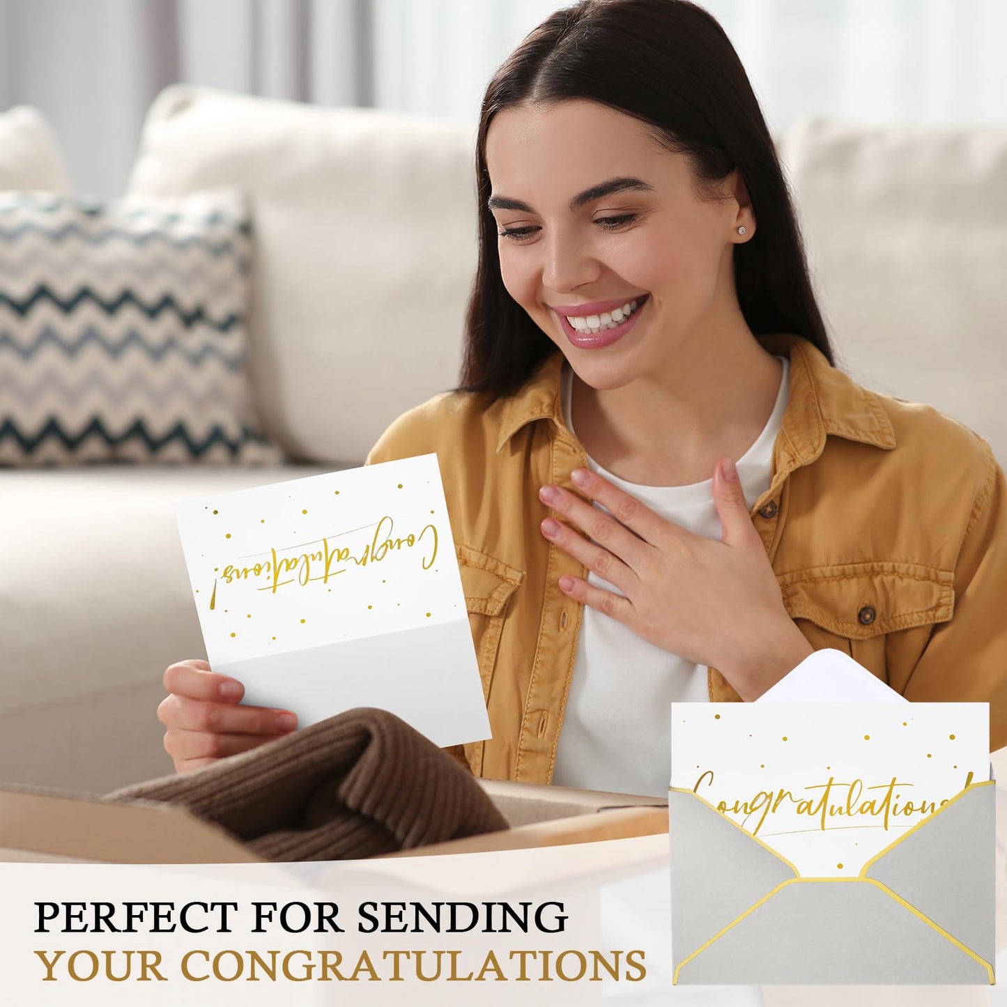 Dinifee 100 Pack Congratulations Cards with Envelopes All Occasion Congrats Greeting Card for Engagement,Business,Baby Shower,Wedding Graduation Party, 4 x 6 In(Gray)