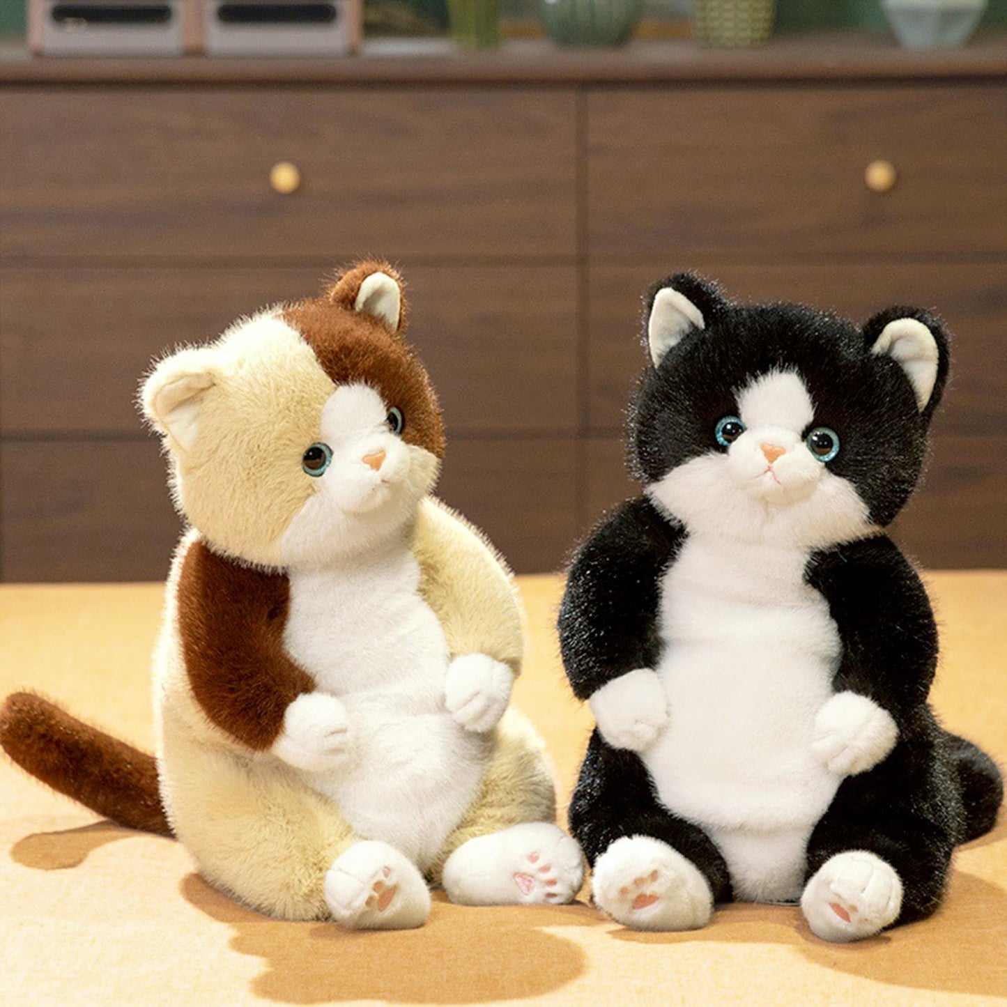 PEACH CAT Cat Stuffed Animal 14" Cute Kitten Plushies Soft Plush Toys Gifts for Kids Black