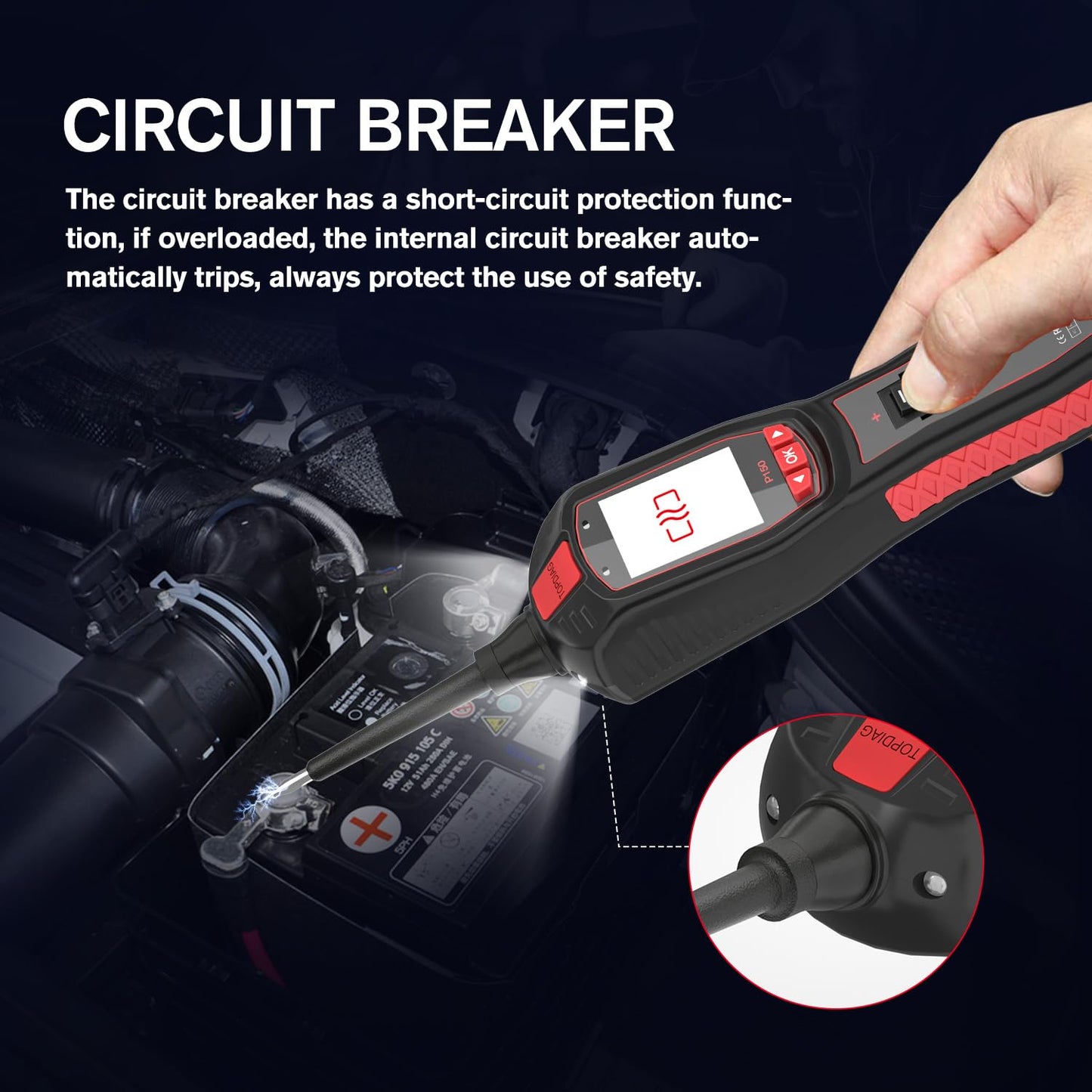 Electrical Tester for 6V-30V Cars, Short Circuit Breaker Finder Tool, Automotive Circuit Tester, Voltage Tester, P150