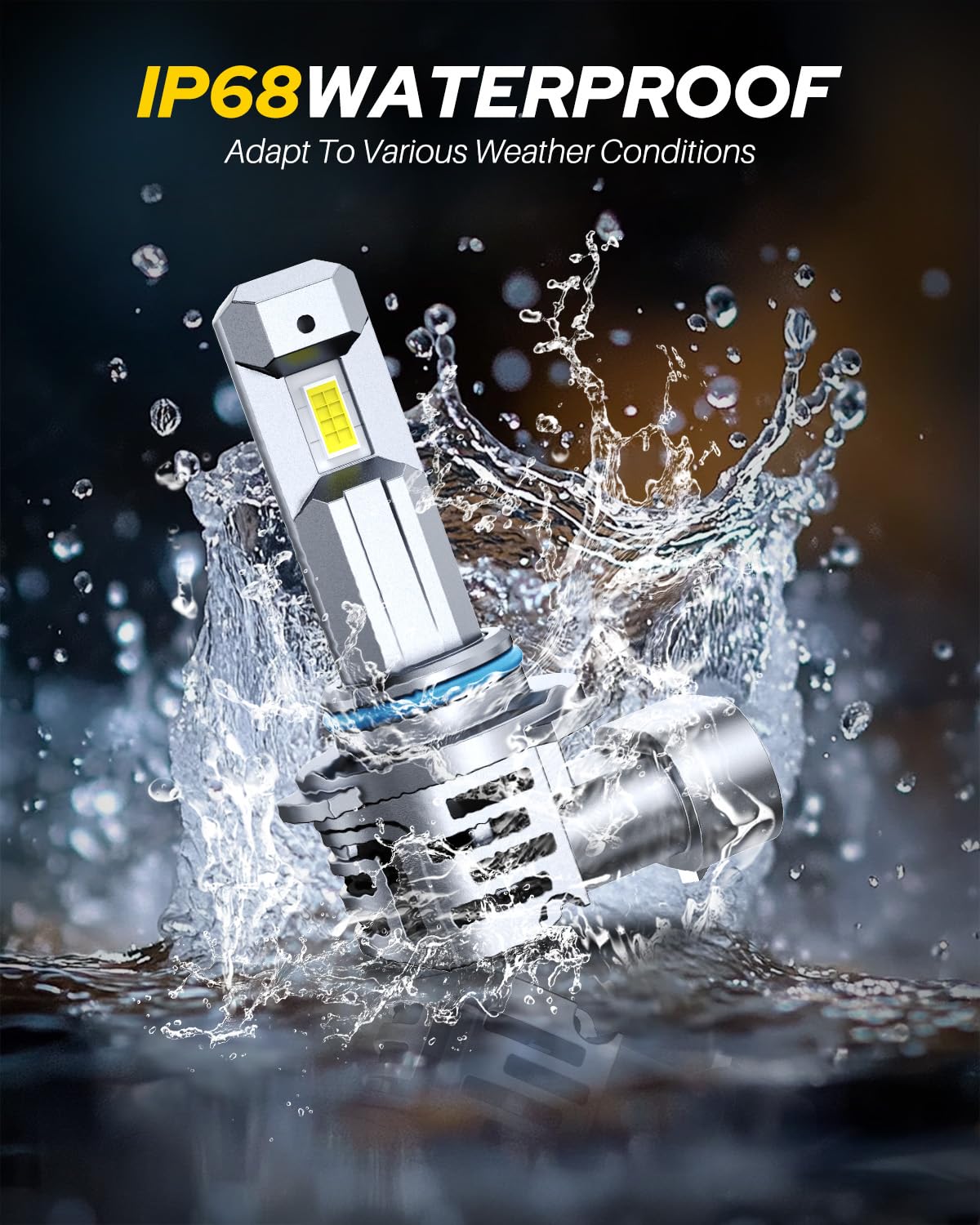 AUTOONE 9005 9006 LED Bulbs Combo, 80000LM 900% Ultra Bright, 6500K Cool White 1:1 Mini Halogen Size HB3 & HB4 Accessory Fog Light, Non-polarity Plug and Play, Pack of 4