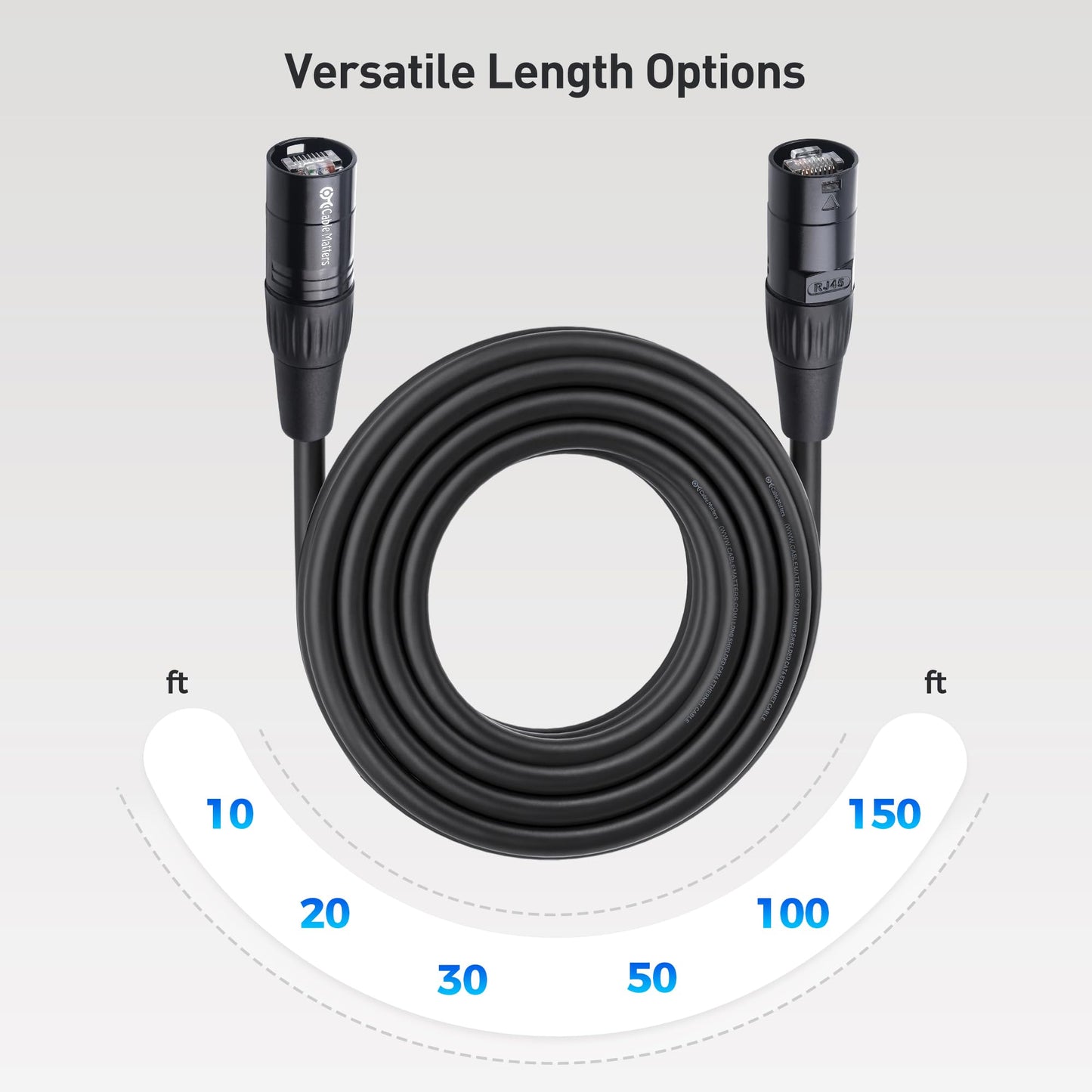 Cable Matters Long Shielded Cat6 Ethernet Cable Compatible with EtherCON RJ45 Connectors in Black - 100 ft for Professional Audio, Video, and Networking Applications