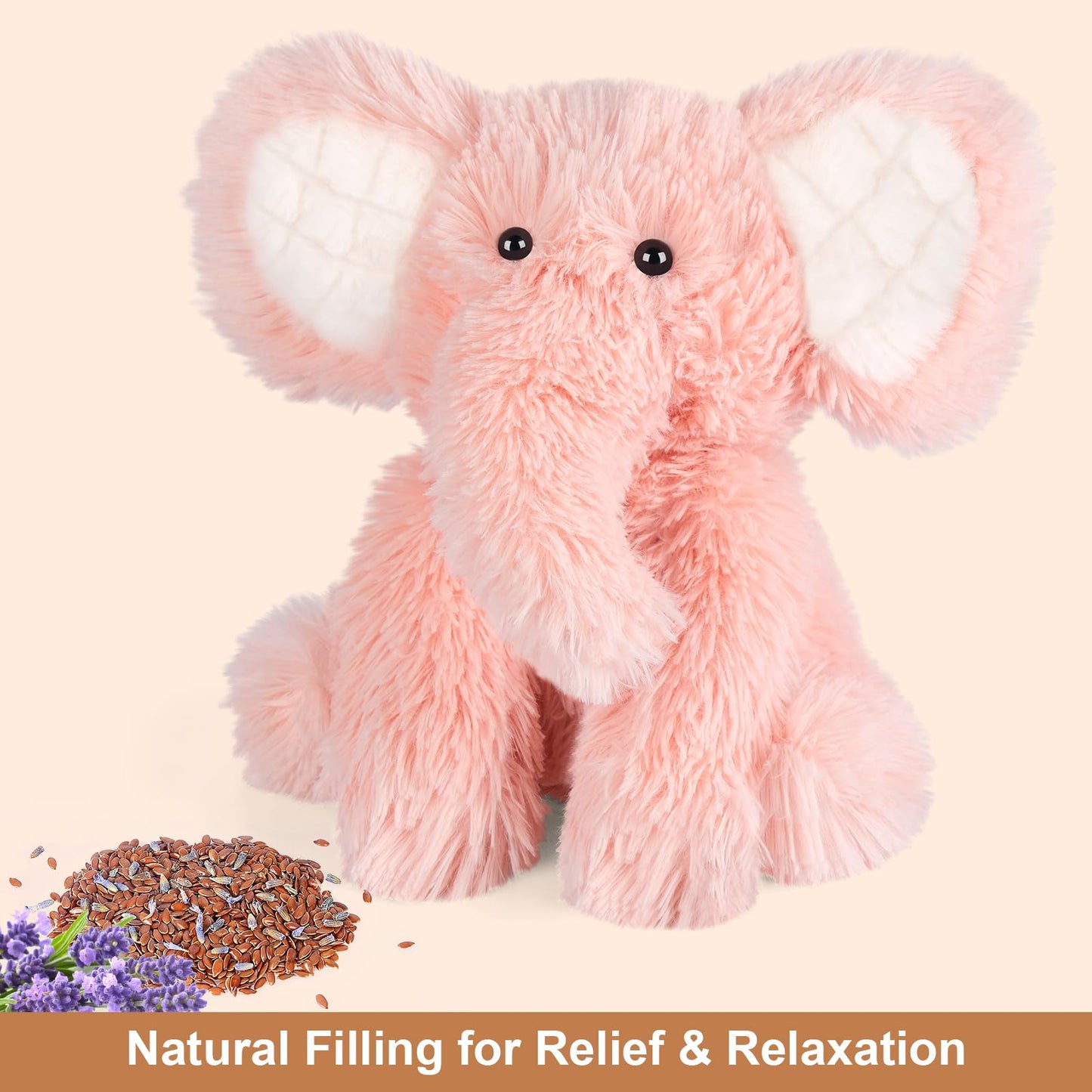 Heatable & Coolable Elephant Stuffed Animal, Microwavable Heating Pad for Cramps & Pain Relief, Stuffed Elephant Plushies for Companion, Cute Stuffed Elephant Toy, Elephant Gifts