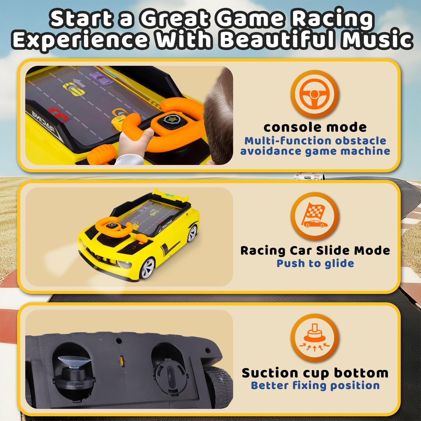 Gifts2U Musical Steering Wheel Racing Car Toy for Kids, with Music and Light Simulated Learning Driving Cars Adventure Toys Competition Game Birthday Gift for Boy Girl Toddler Age 3 4 5 6 7 8