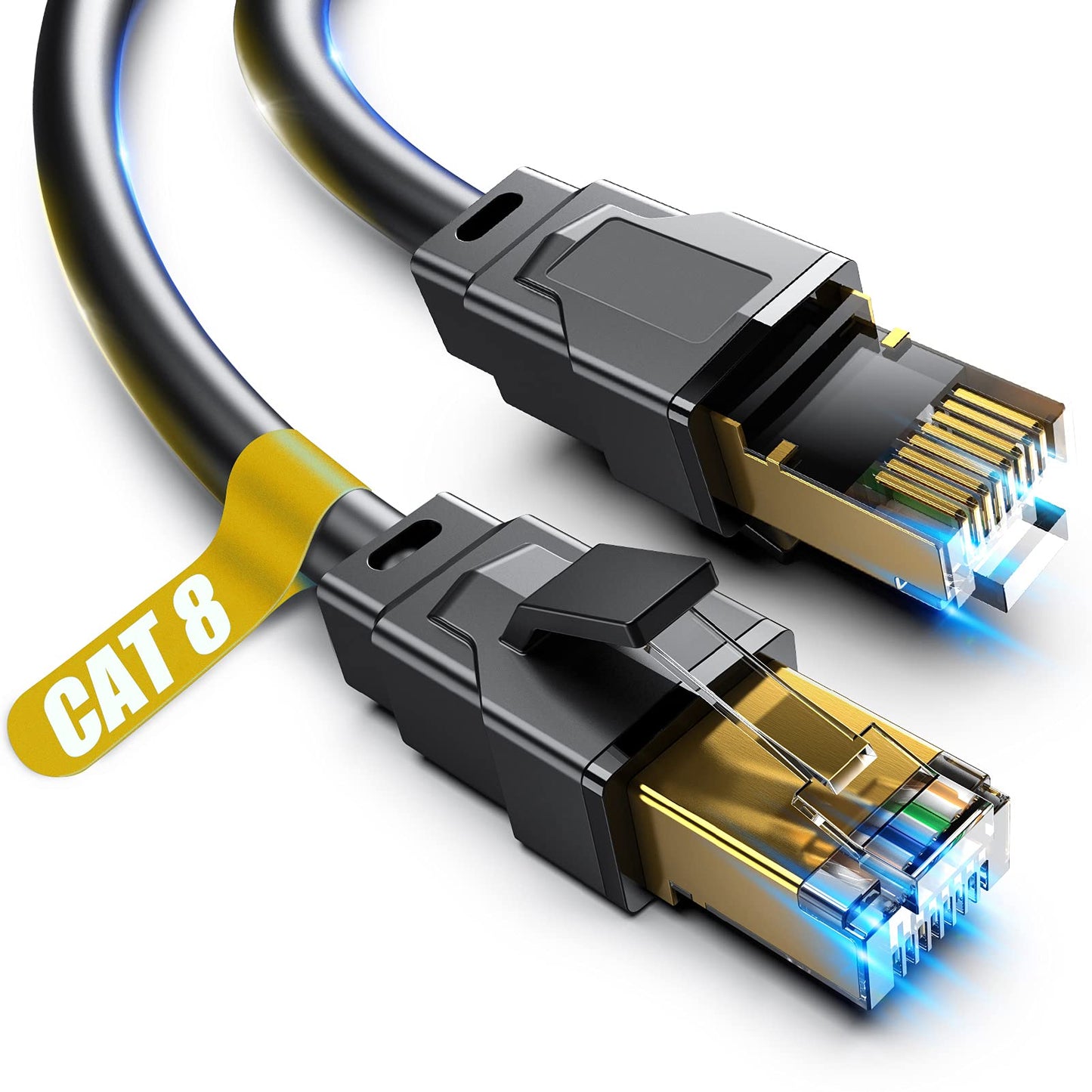 Vabogu Cat 8 Ethernet Cable, 100ft Heavy Duty High Speed Internet Network Cable, 26AWG, 2000Mhz 40Gbps with Gold Plated RJ45 Connectors, Shielded for Indoor & Outdoor Use