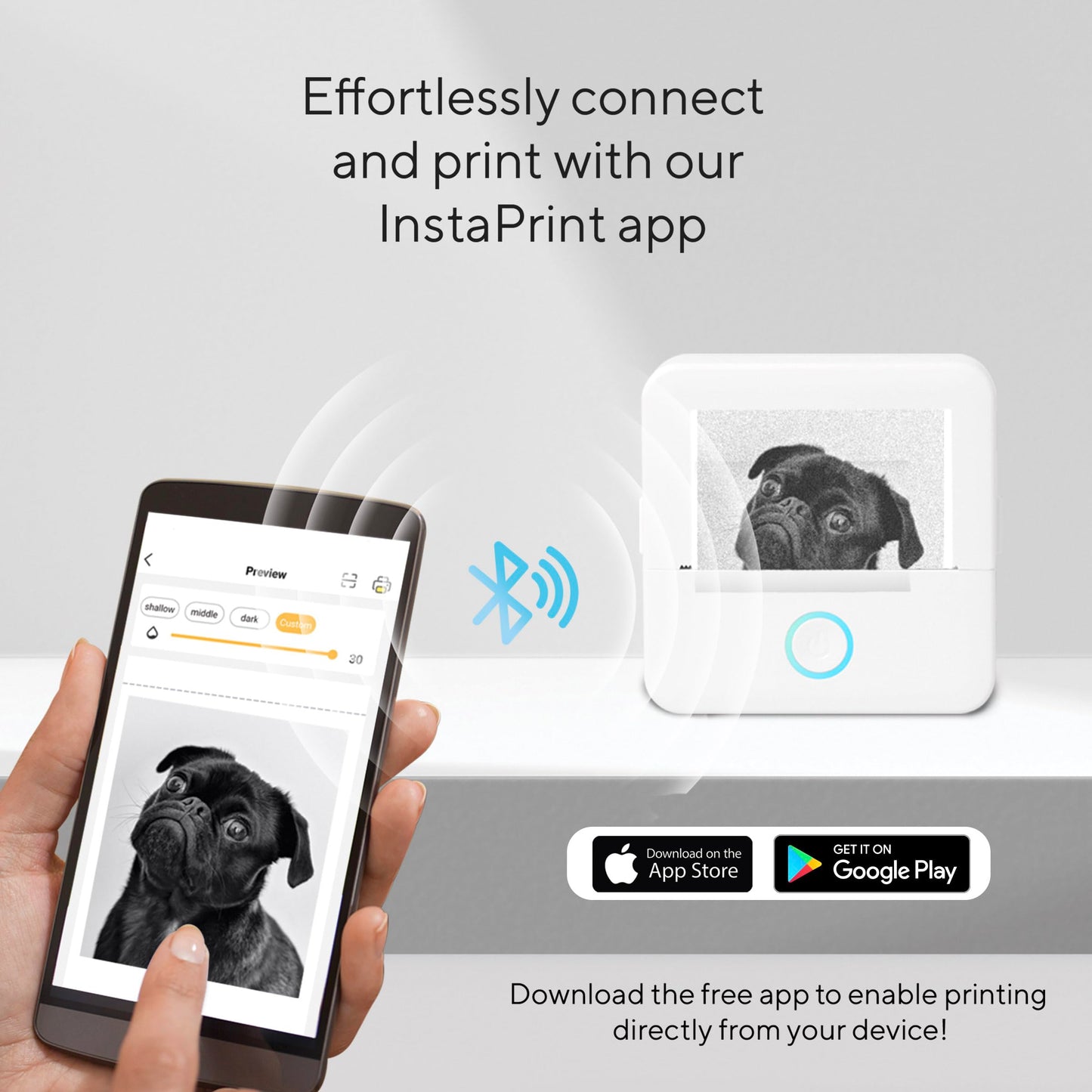 Core Innovations Mini Portable Thermal Printer, Bluetooth Inkless Pocket Printer with 3 Adhesive Rolls and 2 Non-Adhesive Rolls, Monochrome Label, Receipt and Image Printer, 200 Dpi, White