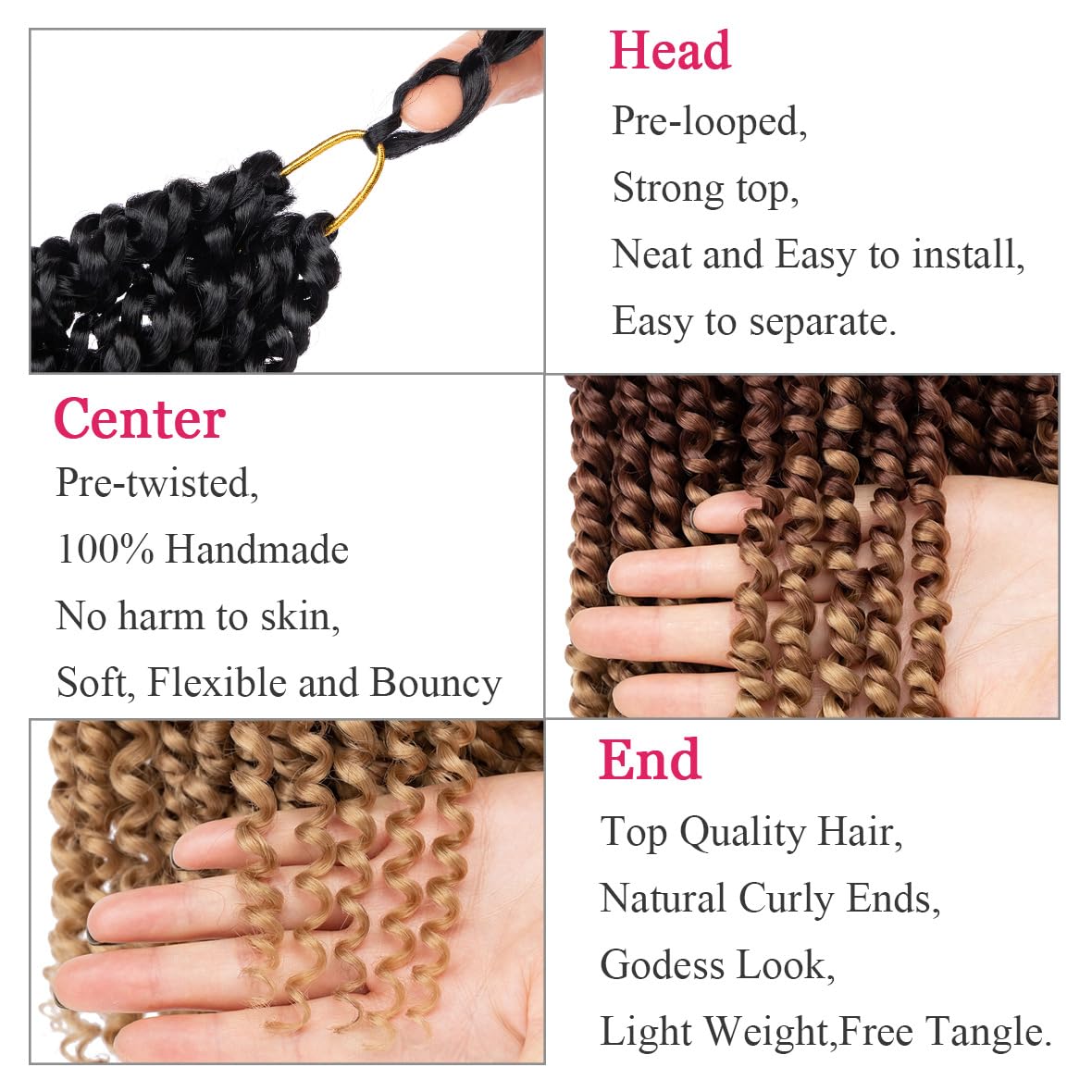 Leeven 22 Inch Pre-twisted Passion Twist Crochet Hair 3 Tones 8 Packs Ombre Brown Bohemian Crochet Passion Braids Hair for Passion Twist Braiding Hair With Curly Ends 96 Strands (1B/30/27#)