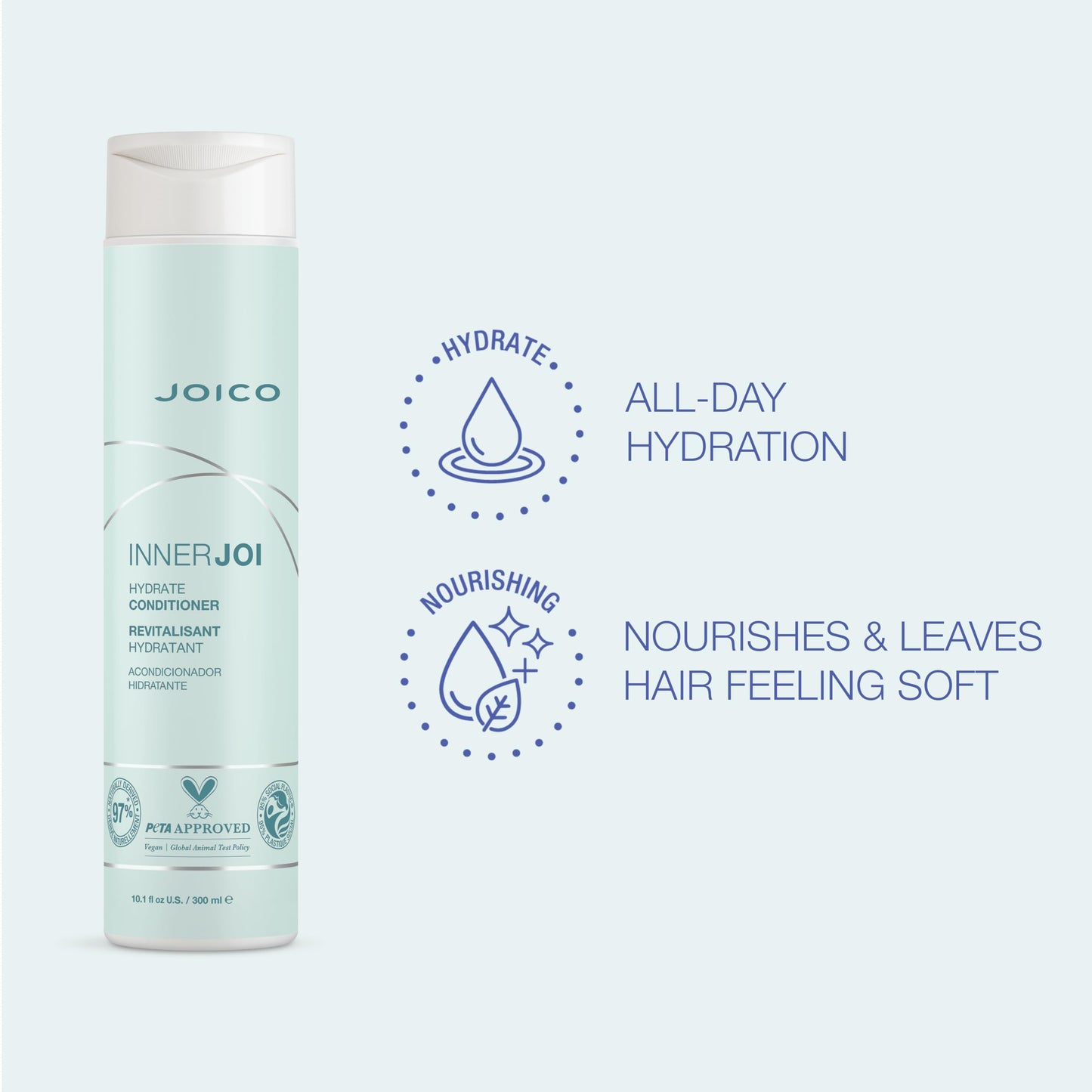 Joico InnerJoi Hydrate Conditioner | For Dry Hair & Scalp | Sulfate & Paraben Free | Naturally-Derived Vegan Formula | 10.1 oz