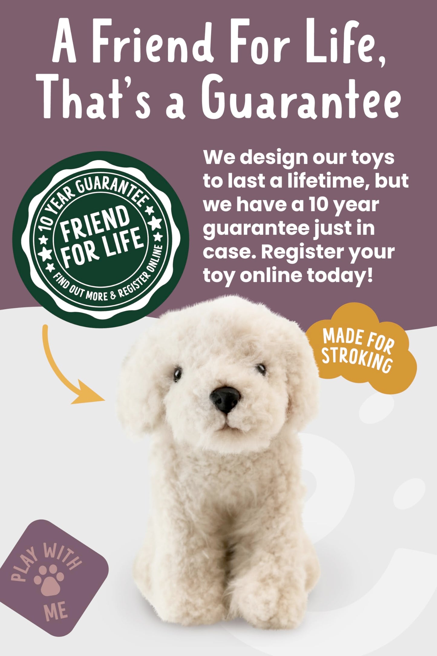 Living Nature Labradoodle Soft and Realistic Plush Dog, Naturli Eco-Friendly Plush, 25 cm