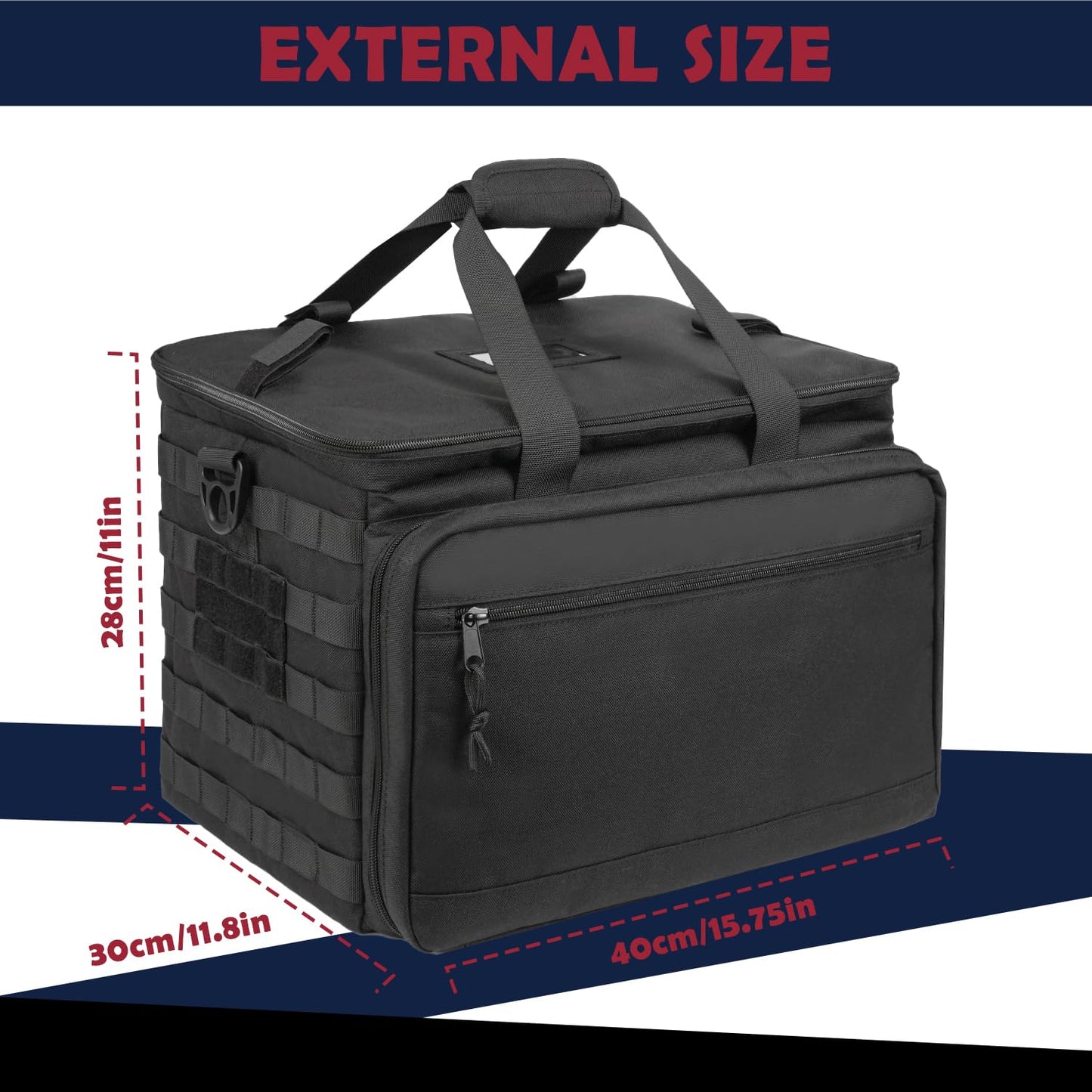 SCAVATA Patrol Bag Law Enforcement, Police Gear Car Front Seat Vehicle Organizer Bags with MOLLE System (Black)