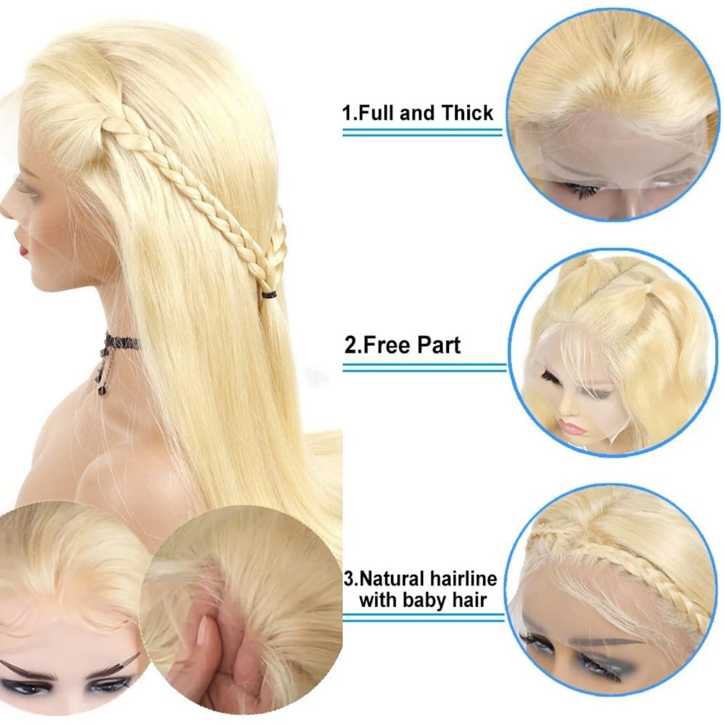 613 Lace Front Wig Human Hair 13x4 Blonde Lace Front Wigs 26Inch 210% Density 613 HD Lace Frontal Wig for Women 12A Brazilian Straight Human Hair Wig Glueless Wigs Pre Plucked with Baby Hair