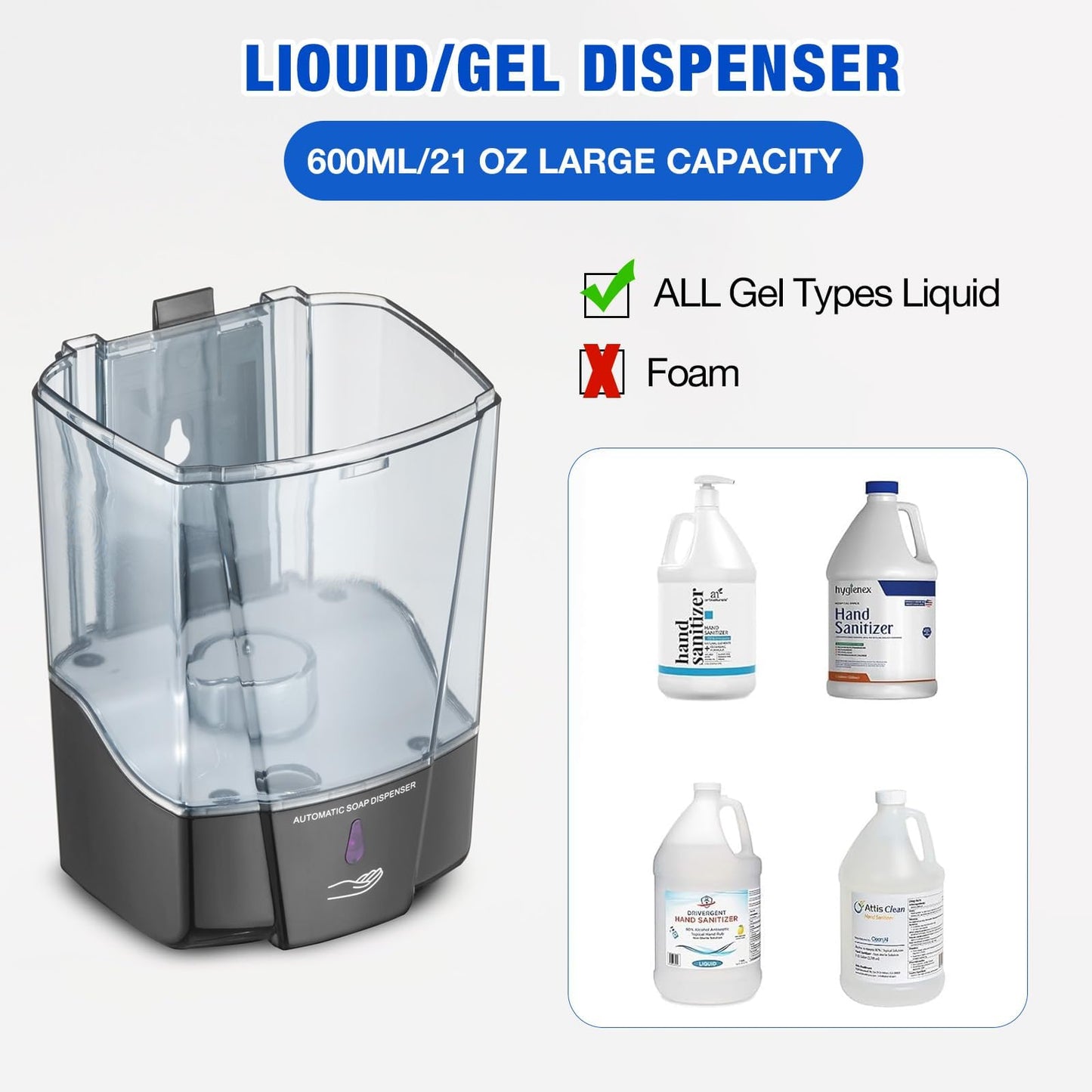 4 Pack Automatic Soap Dispenser Touchless,600 ml / 20 oz Commercial Hand Soap Dispenser,Wall Mount Hand sanitizer Dispenser for Bathroom Offices Home Kitchen Hotel（Black）