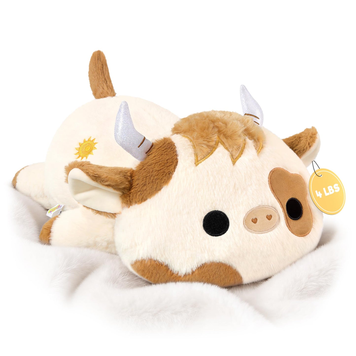 Onsoyours Original Weighted Stuffed Animals, 4.0 lbs Weighted Highland Cow Plush Toy, 20" Large Soft Weighted Scottish Cow Pillow Gifts for Kids & Adults