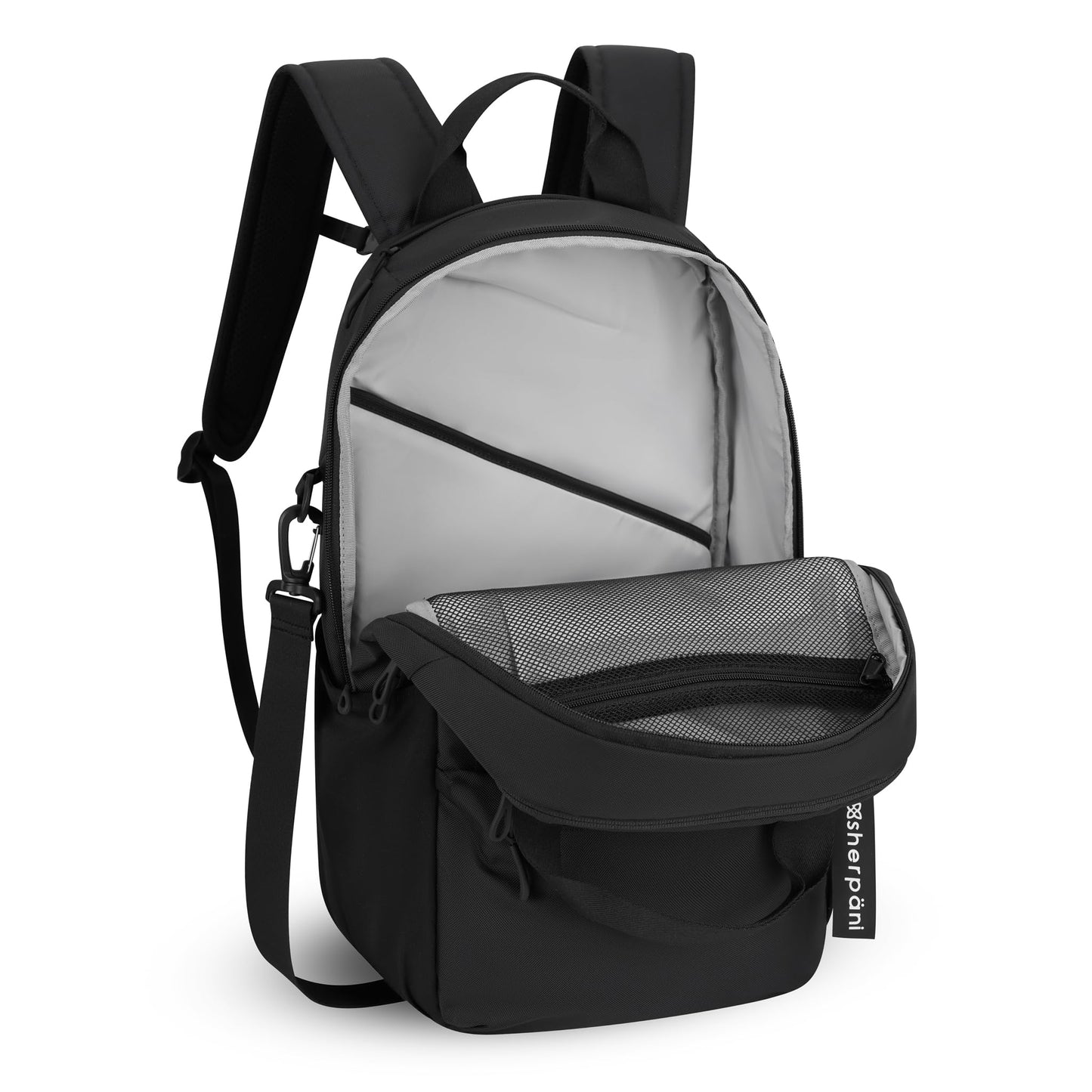 Sherpani Camden, Convertible Backpack, 3 in 1 Tote Bag, Crossbody Bag, Cross Body Purse, 21L Travel Backpack, Travel Gifts for Women, RFID Protection, Fits 13” Laptop (Raven Classic)