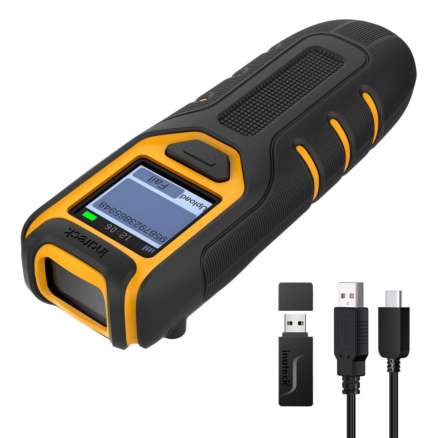 Inateck Barcode Scanner Wireless,Portable Bluetooth Barcode Scanner with Screen,1D 2D QR Code Scanner Kabellos 2.4GHz,Handscanner with APP and SDK, BCST-47