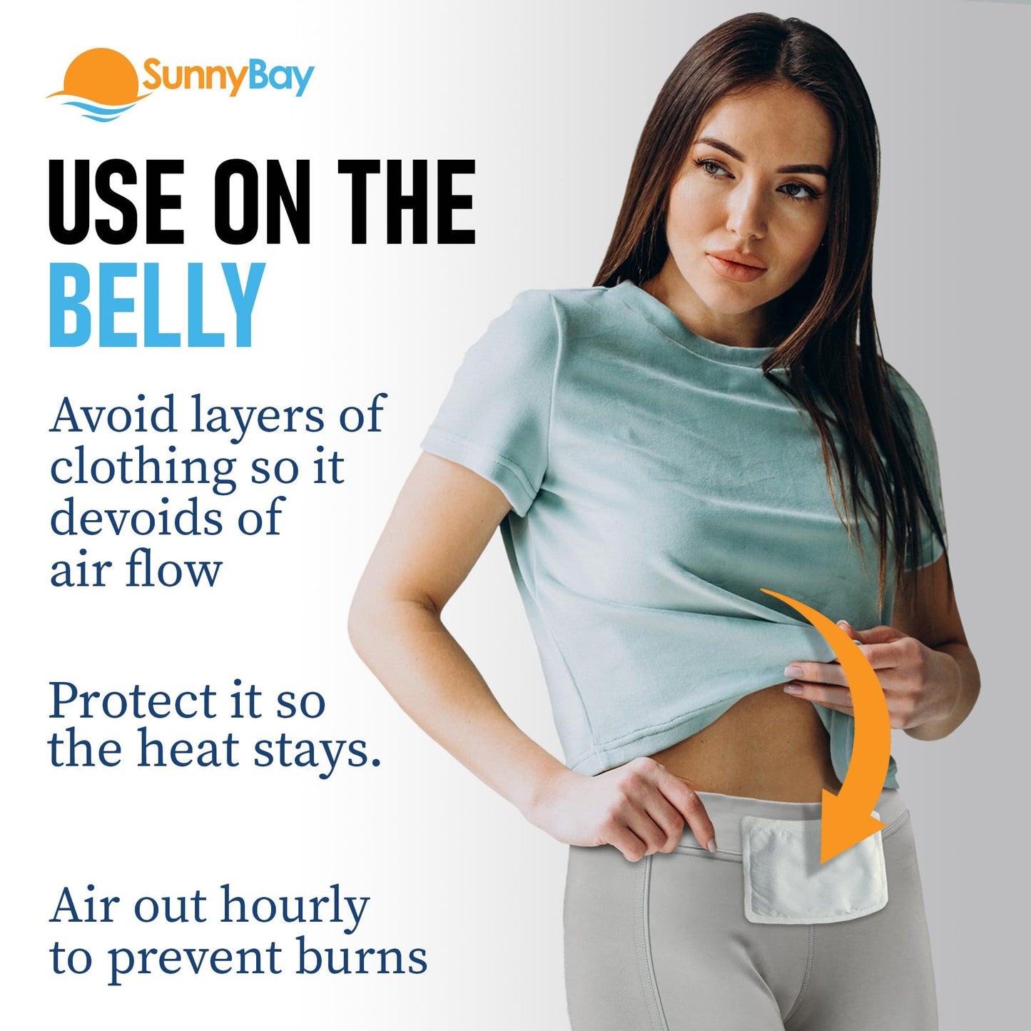SunnyBay Adhesive Heat Patches for Neck, Knee, and Upper or Lower Back, Air-Activated Heat Pads for Menstrual Cramps, Stiffness, Sprains, and More, Stick to Clothing, 5x3 inches, 60 Count