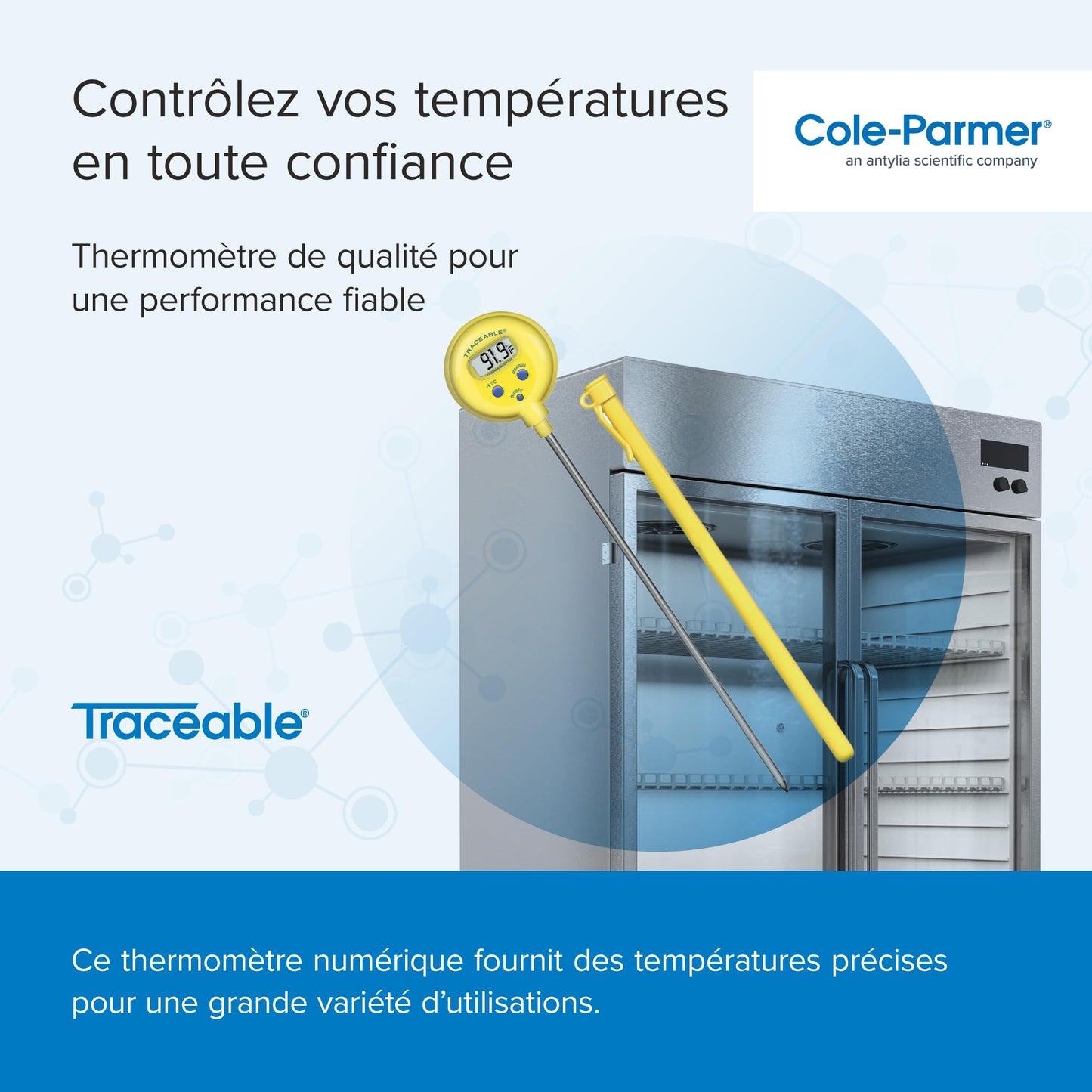 Traceable Lollipop Calibrated Water-Resistant Thermometer, ±1.0°C Accuracy (-20 to 100°C)