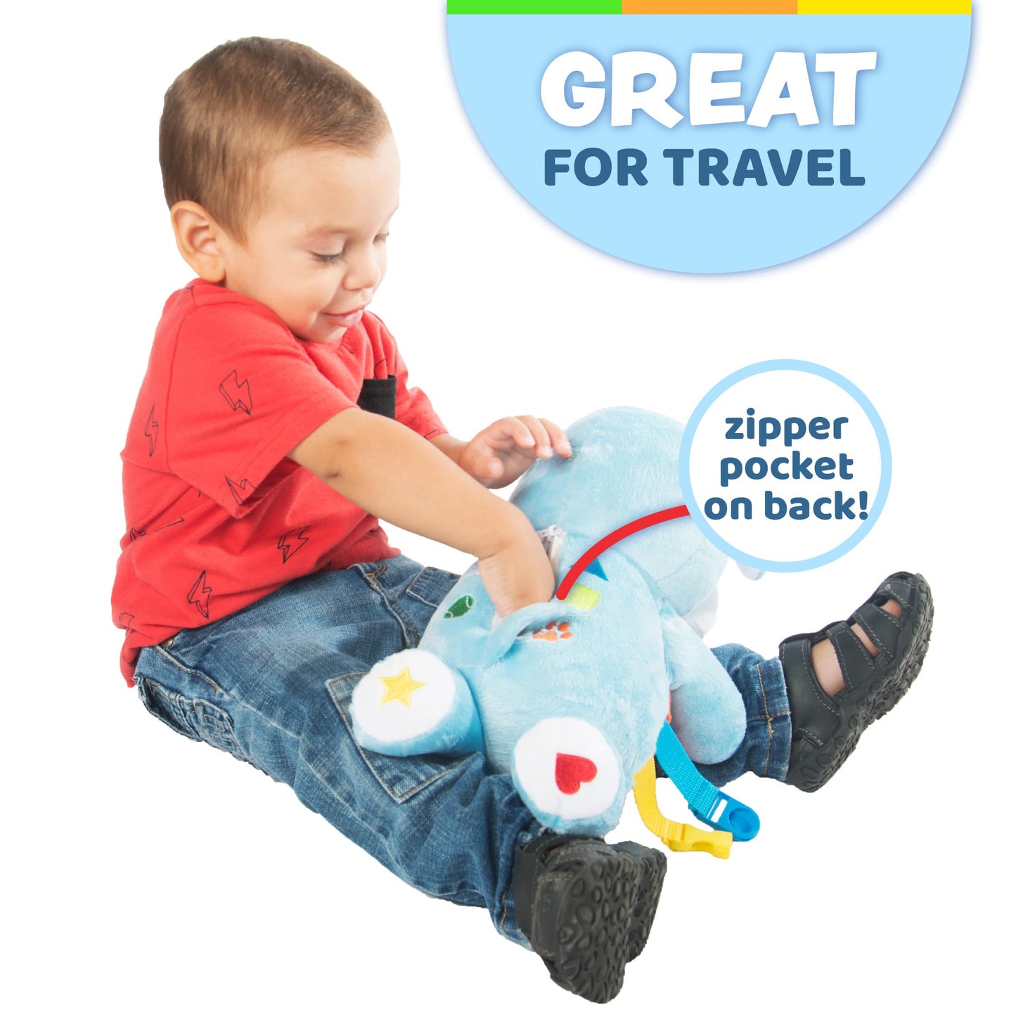 Buckle Toy - Barkley Dog - Plush Animal Learning Toy - Develop Fine Motor Skills - Counting and Color Recognition - Perfect Travel Toddlers Essentials