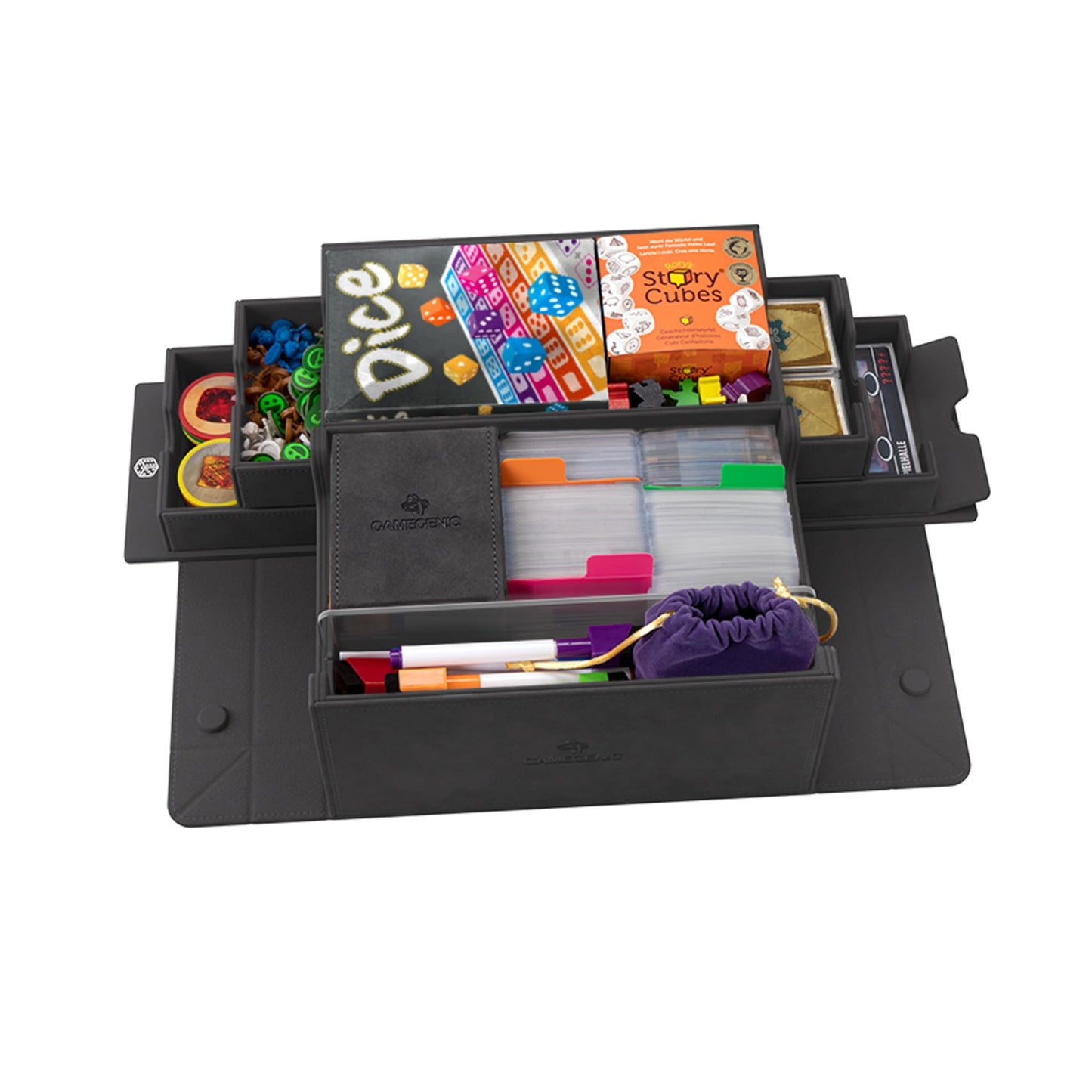 Gamegenic Game's Lair 600+ Convertible Deck Box - Double-Sleeved Card Storage, Holds up to 600 Cards, Premium Card Game Protector, Nexofyber Surface, Black Color, Made