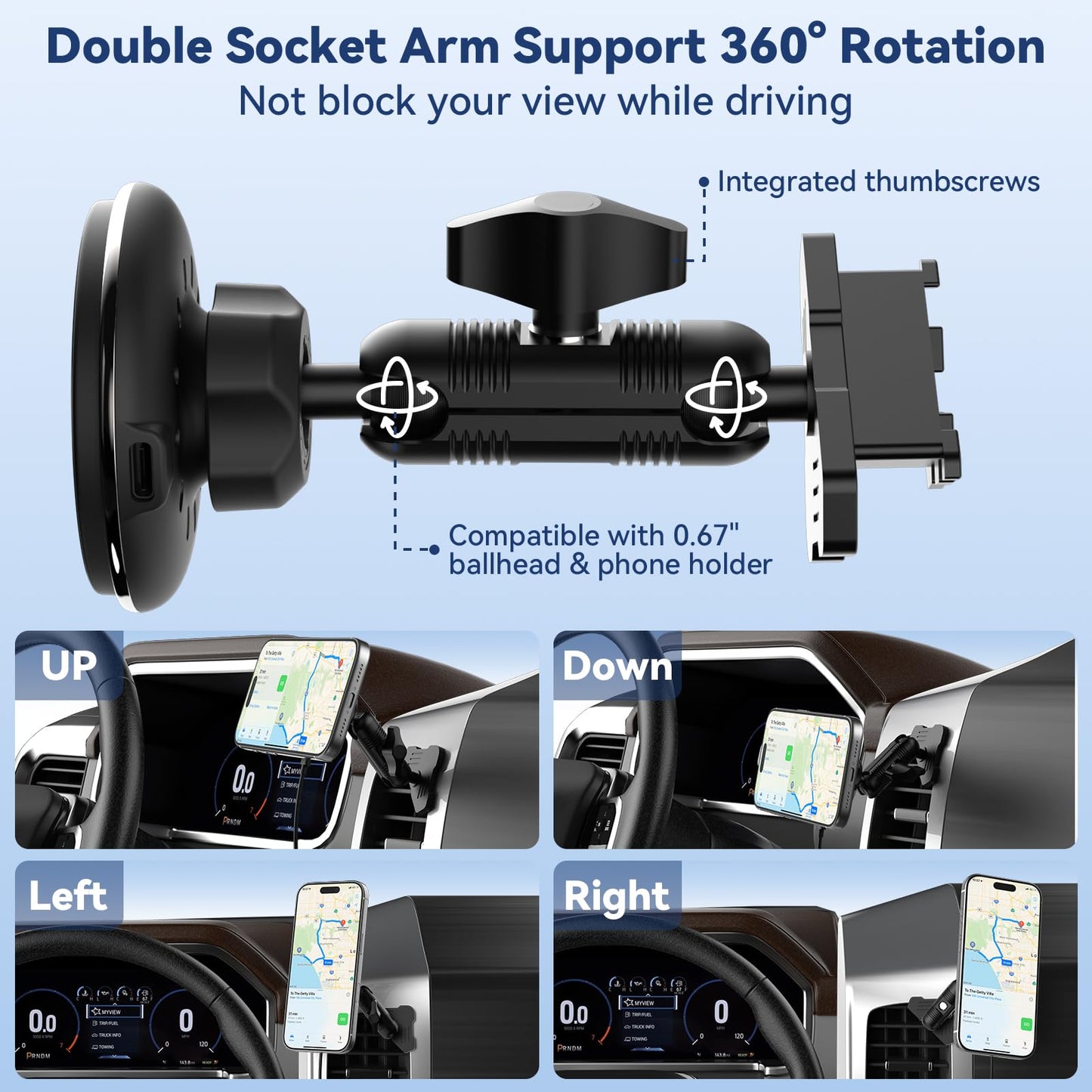 Kaishengyuan Car Vent Magnetic Charging Phone Mount Compatible with 2012 2013 2014 2015 Toyota Tacoma, Metal Cell Phone Holder 2nd Tacoma Accessories Cradles Bracket Stand for All Smartphones