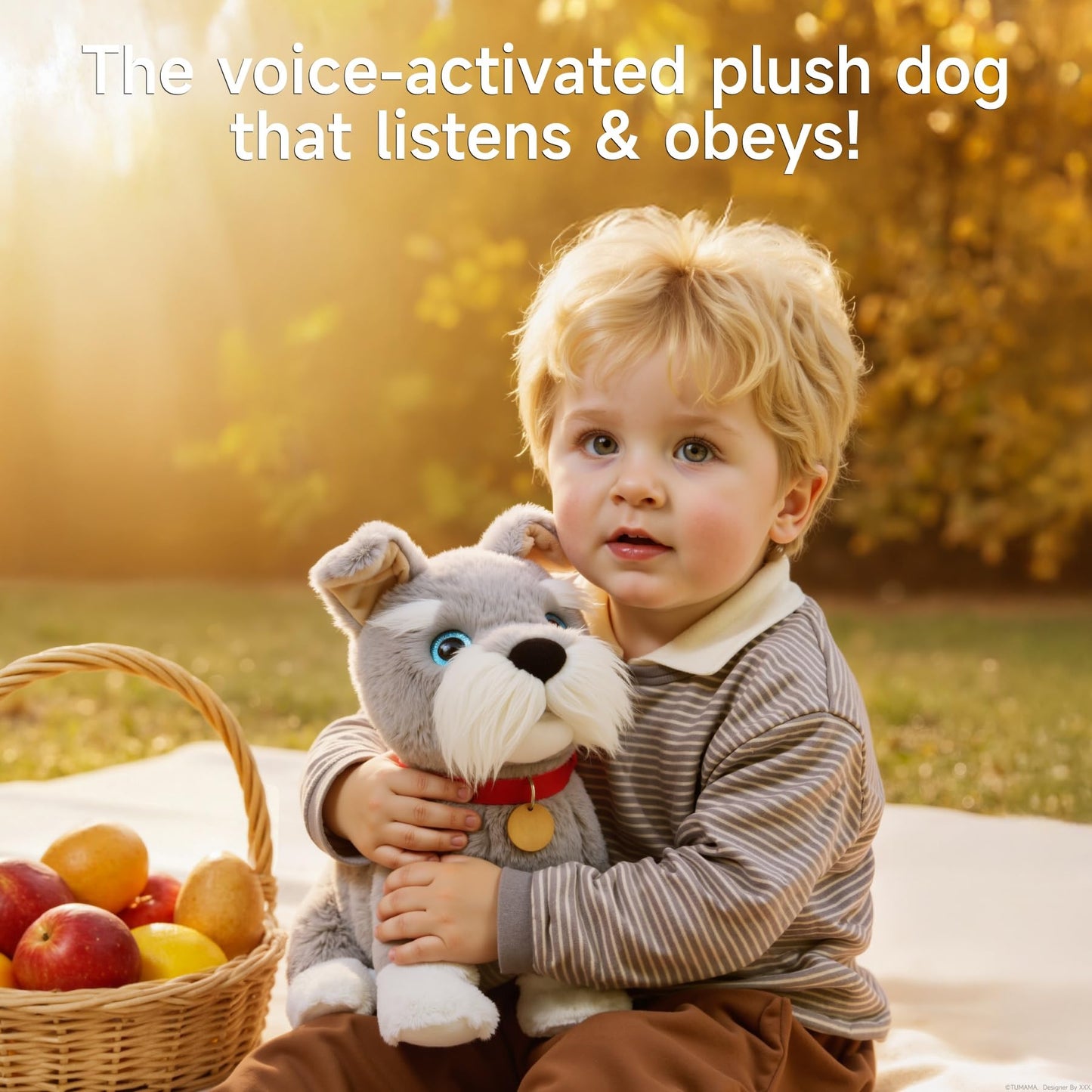 TUMAMA Voice-Activated Control Stuffed Animal Pet Toys, Electronic Interactive Plush Dog Toy that Walking, Talking, Barking, Tail Wagging, Realistic Robot Puppy Toy for 3+ Boys and Girls
