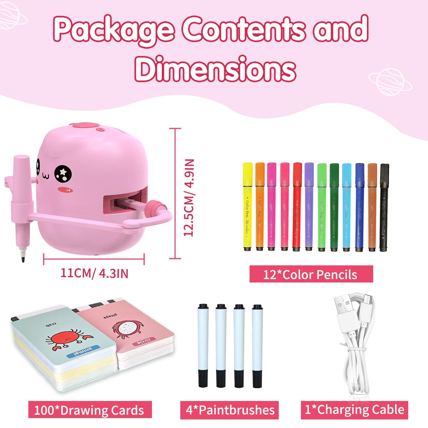 Drawing Robot for Kids with 150 Cards, Interactive Educational Painting Robot with Voice Interaction, Montessori Drawing Learning Toy for 5 6 7 8 9 Boys Girls Birthday Present