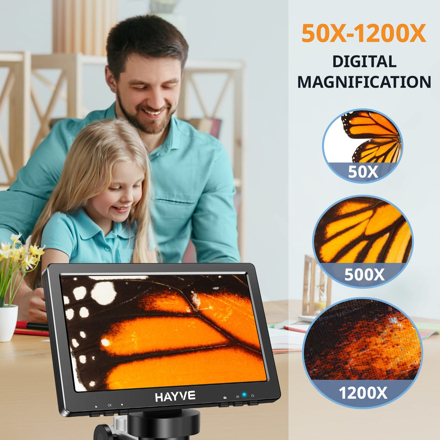 7" LCD Digital Microscope, 1200X Magnification for Coin PCB Circuit Repair Soldering, 12MP Camera Sensor Coin Microscope，32GB TF Card，Wired Remote, 10 LED Light, Compatible with Windows/Mac OS
