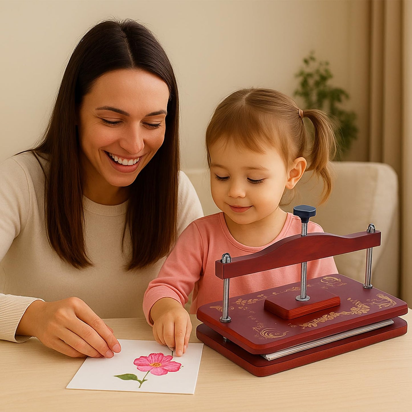 Nuvograin Red Pine Flower Press Kit,Easy One-Step Wooden Plant Press,10 x 6 inch Flower Presser for Kids & Adults, Great for Thanksgiving & Christmas Gifts