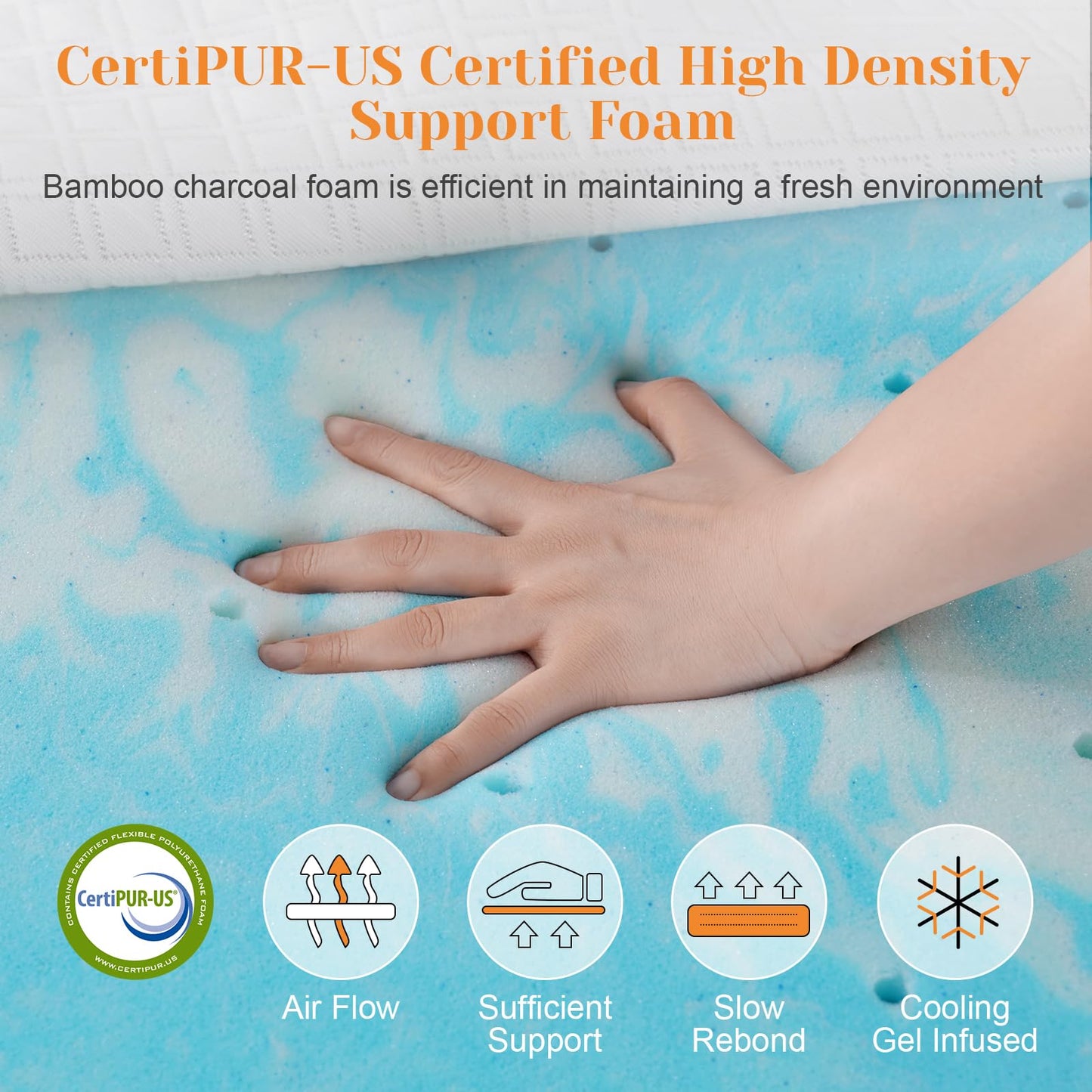 Extra Firm Mattress Topper Twin, 3 Inch High-Density Firm Mattress Pad for Back Pain Relief, Bed Topper with Removable Cover, No Smell, No Slip, CertiPUR-US Certified, 75" x 38"