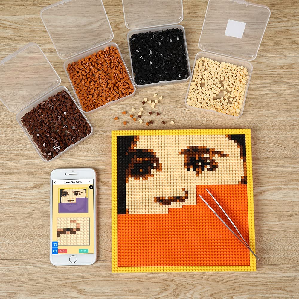 Amalia Personalized Mosaic Portrait Custom Building Kit for Adults Kids Micro Bricks Art Customized Your Own Photo Create Picture Unique Gift (Small/7.8"x7.8")