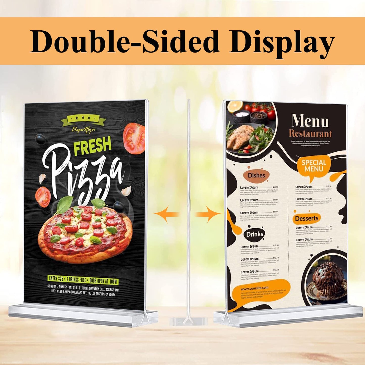 Arrobust Acrylic Sign Holder 8.5 x 11 Inches, 12 Pack Clear Display Table Top Signs Stand, Double Sided Vertical Flyer Holder,Plastic Frames Paper Holder for Stores Home Office Menu Retail Show Fair